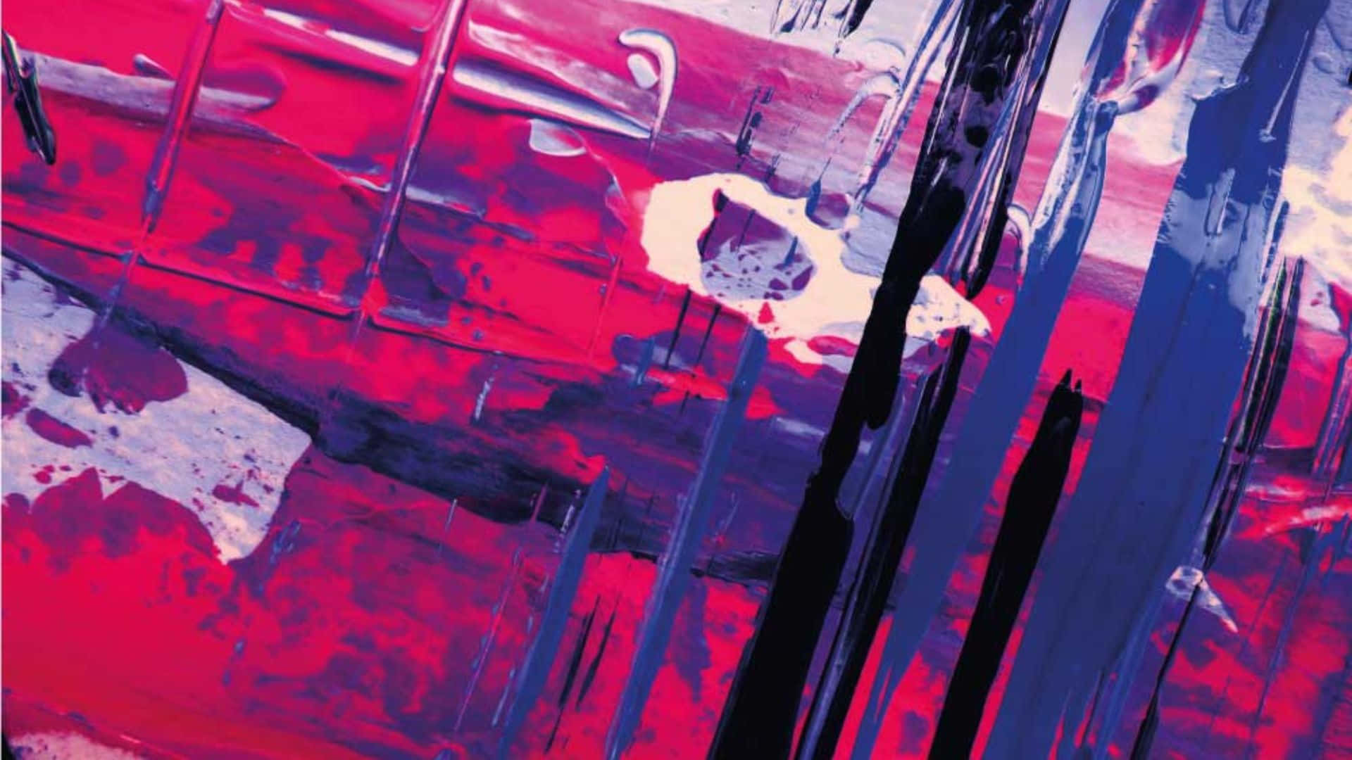 Expressionist 桌布 壁紙 — 充滿活力的抽象畫，以大膽的紅色、紫色和黑色筆觸創造出動感十足、充滿能量的視覺紋理。