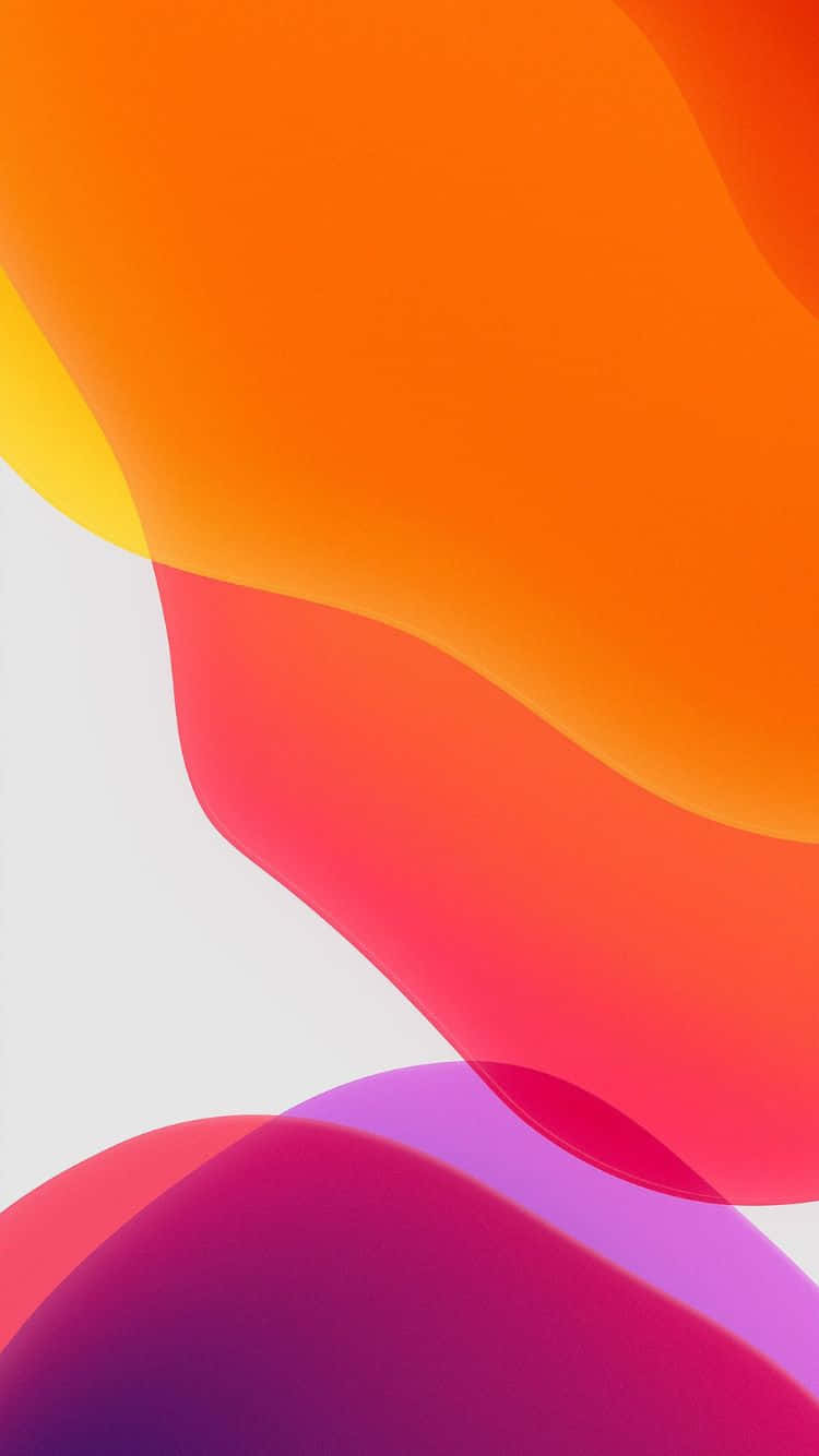 iPhone 6s 桌布 壁紙 — 充滿活力的橙色、粉紅色和紫色抽象波浪在潔淨的白色背景上優雅流動。
