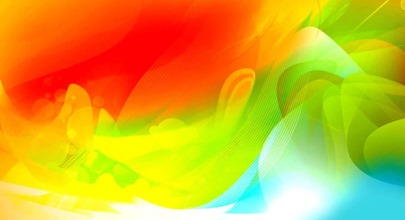 Yellow Abstract 桌布 壁紙 — 充滿活力的橙色、黃色、綠色和藍色抽象漩渦融合成動態流暢的數位構圖。