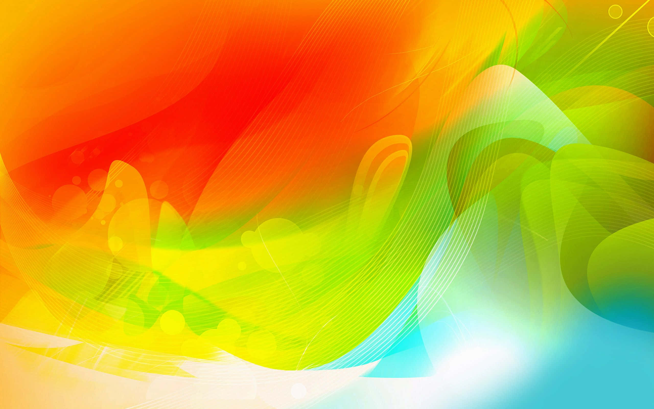 colors 桌布 壁紙 — 充滿活力的橙色、黃色、綠色和藍色抽象漩渦融合成動態流暢的數位藝術作品。