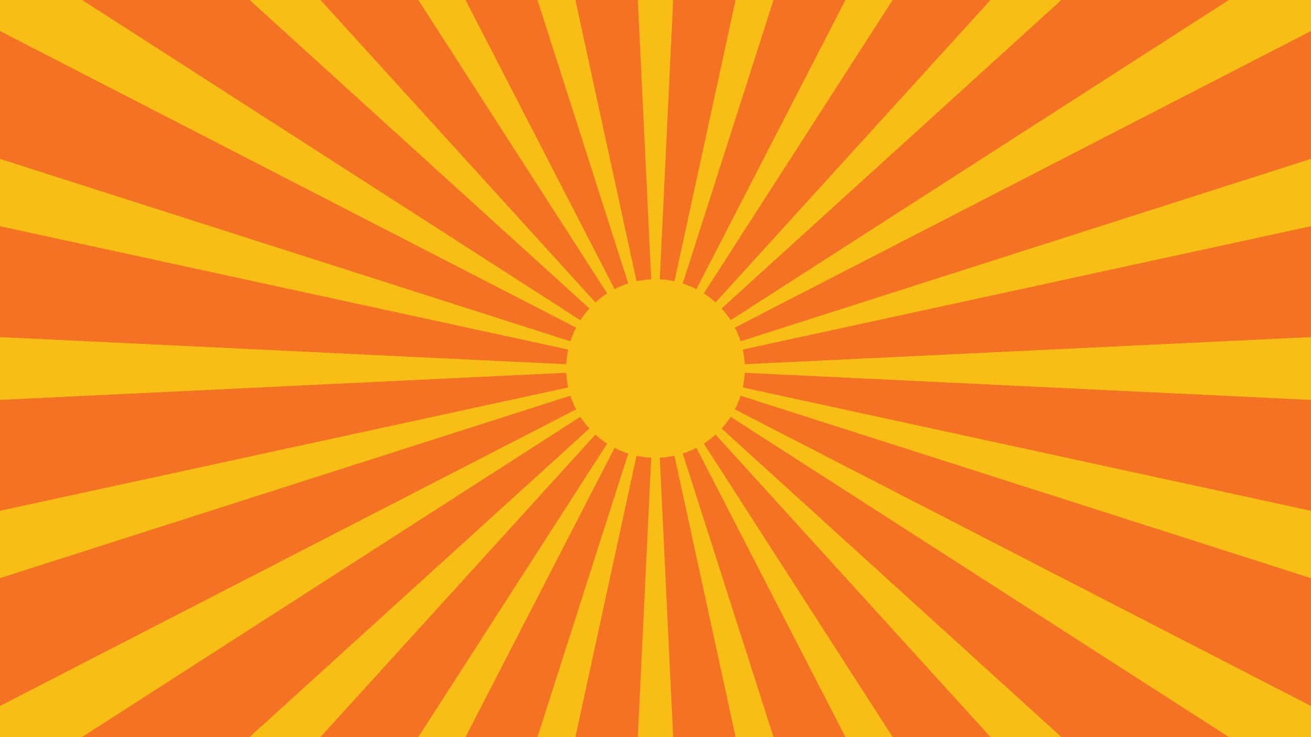 Rays 桌布 壁紙 — 充滿活力的橙色和黃色太陽光線從中央圓圈向外輻射，背景乾淨。
