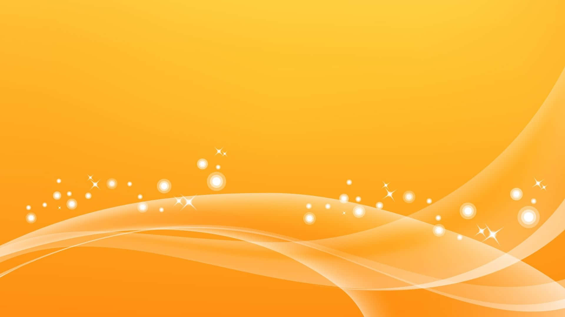 Vector Art 桌布 壁紙 — 充滿活力的橙色漸變背景，帶有流動的白色波浪線條和底部閃爍的星狀點綴。
