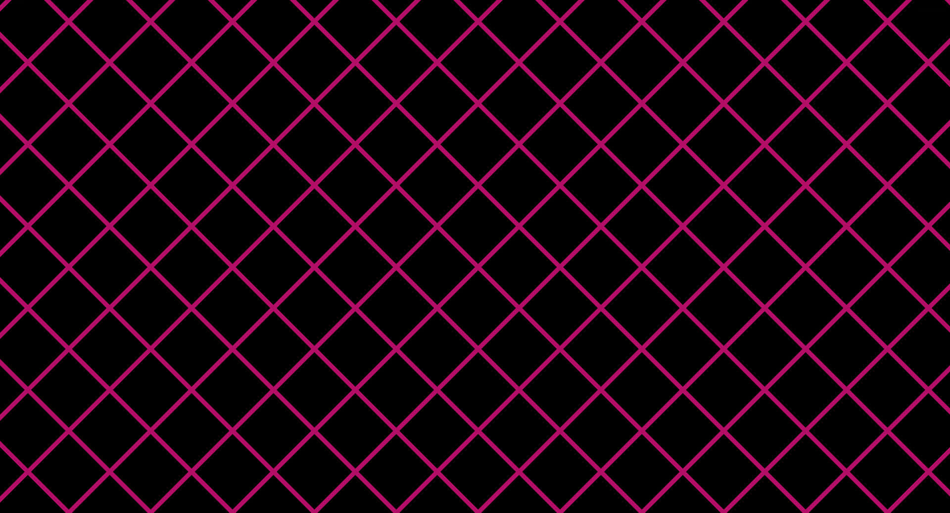 Pink Grid 桌布 壁紙 — 充滿活力的洋紅色對角線在純黑色背景上形成重複的菱形網格。
