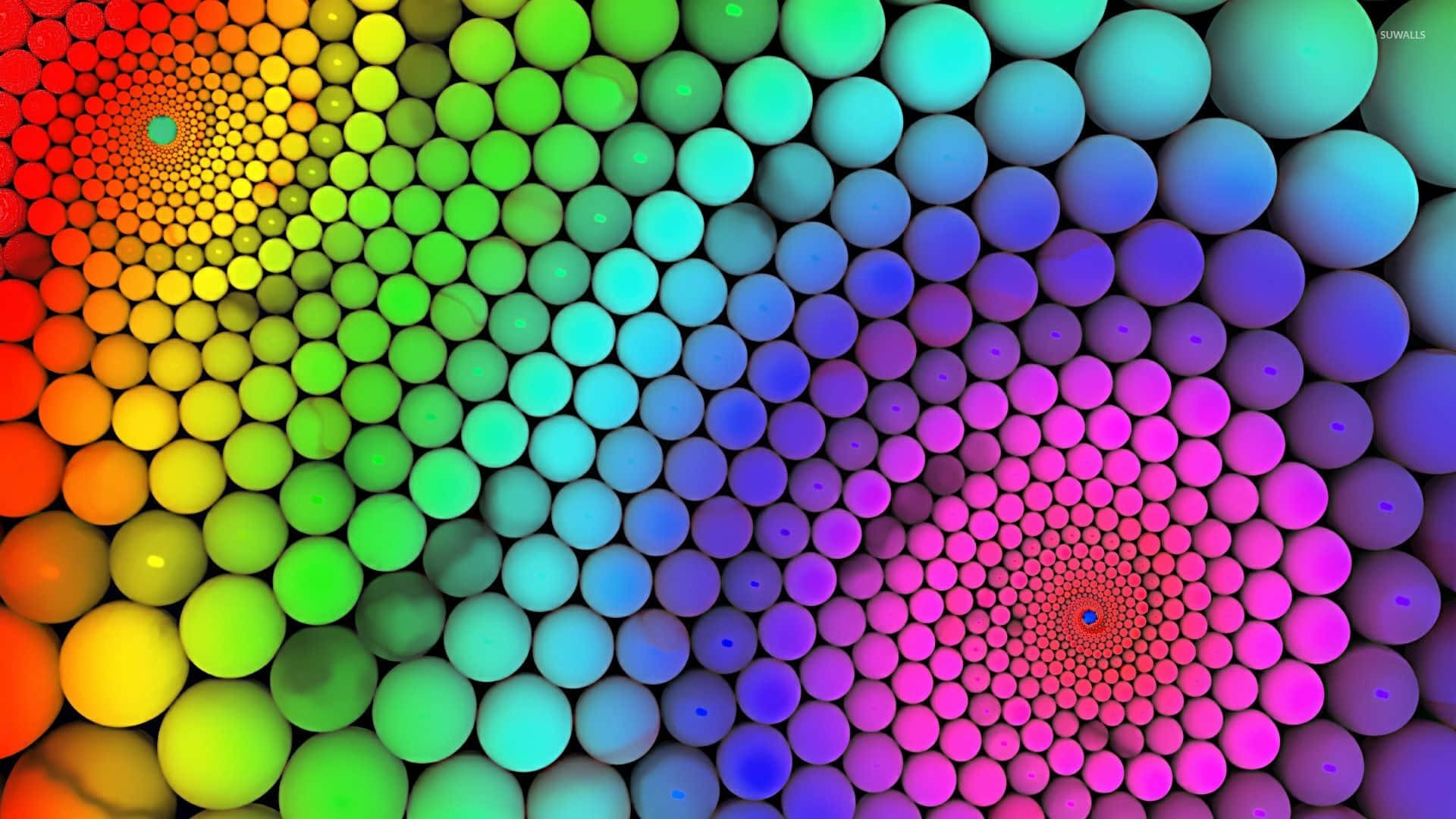 Illusion 桌布 壁紙 — 充滿活力的漸變球體以催眠般的彩虹圖案向內螺旋，營造出迷人的視錯覺。