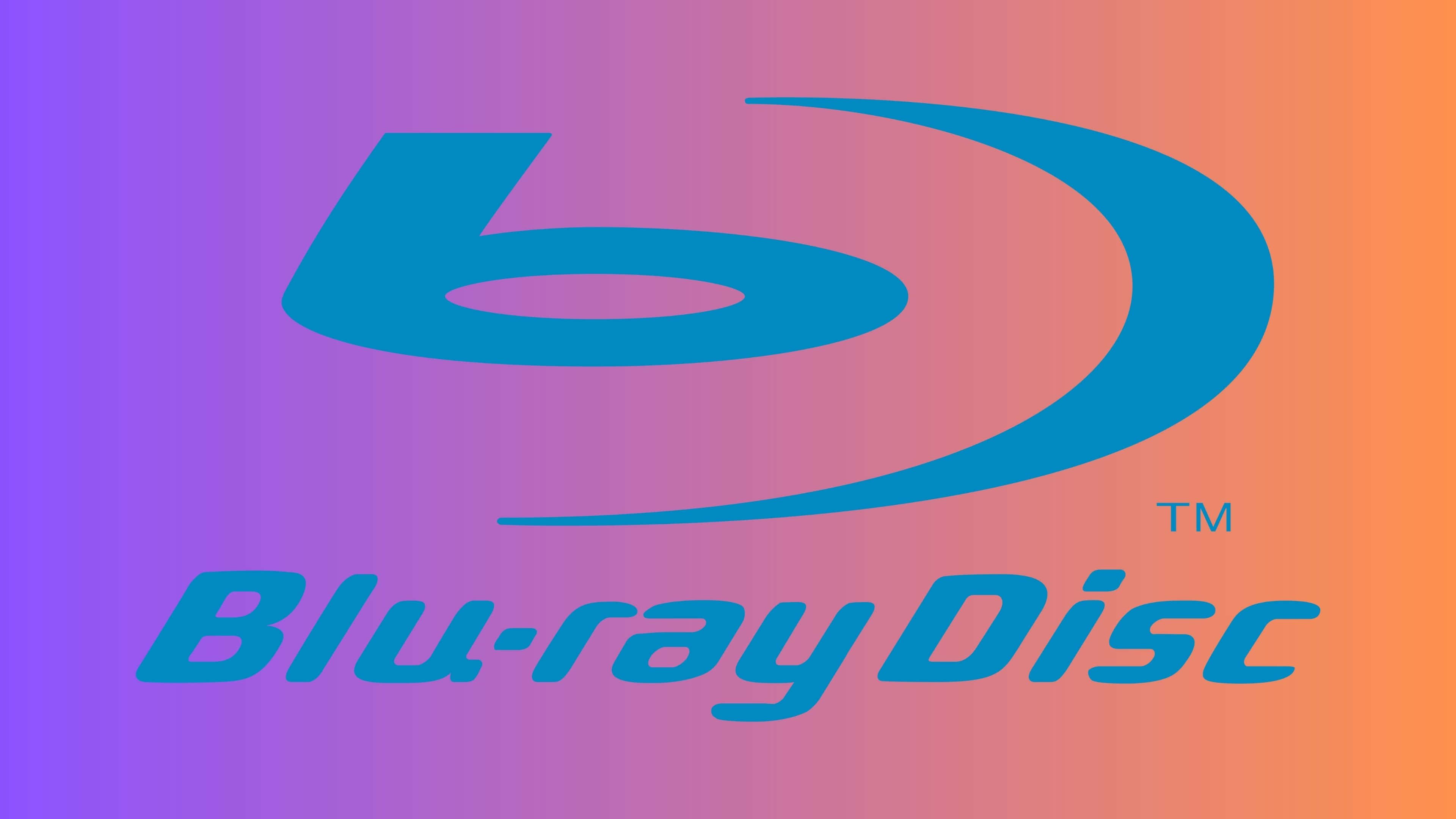 4K Blu-ray 桌布 壁紙 — 充滿活力的漸變背景展示了標誌性的藍色Blu-ray Disc標誌和粗體文字。