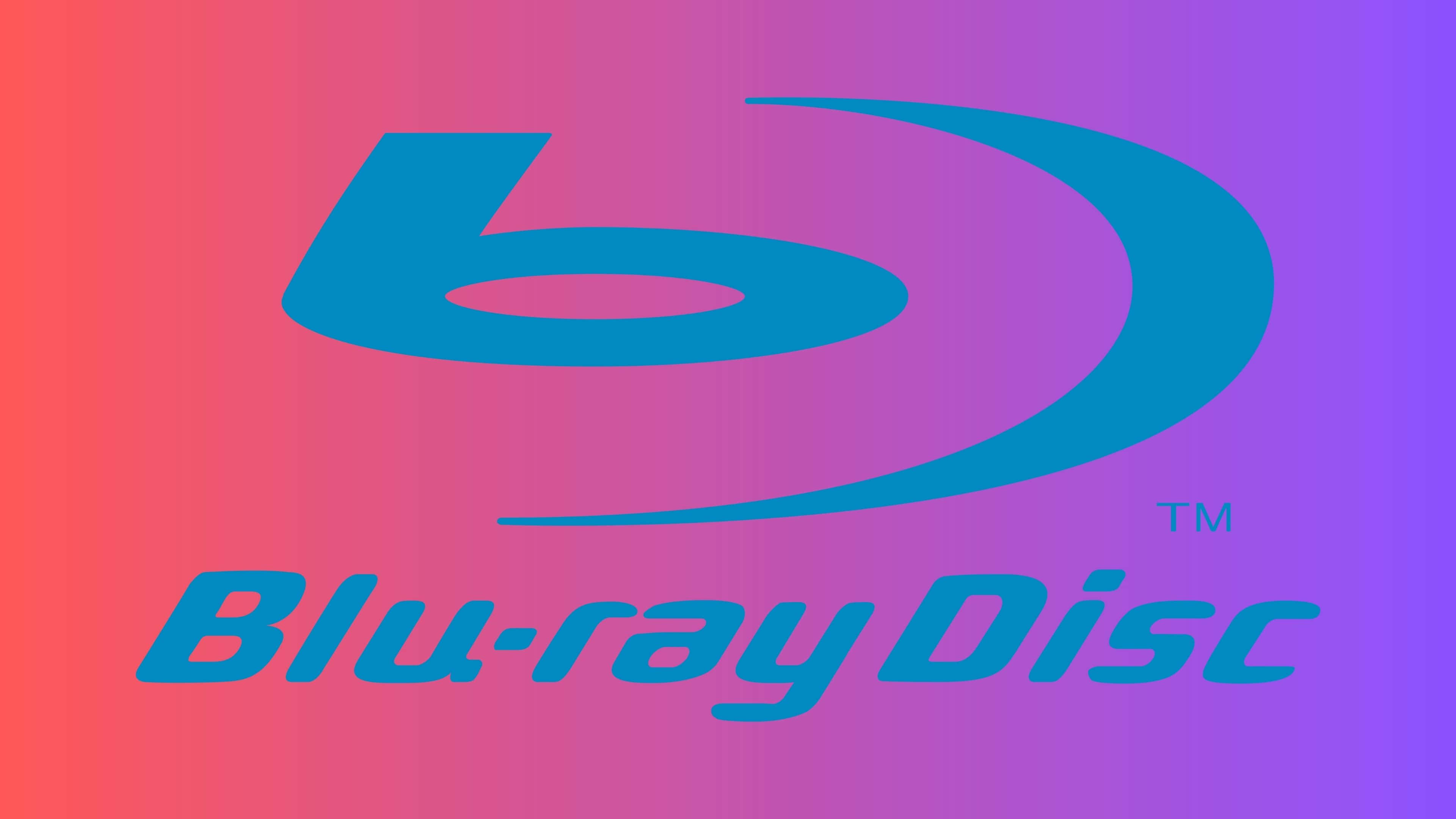 4K Blu-ray 桌布 壁紙 — 充滿活力的漸變背景展示了標誌性的藍色 Blu-ray Disc 標誌和粗體文字。