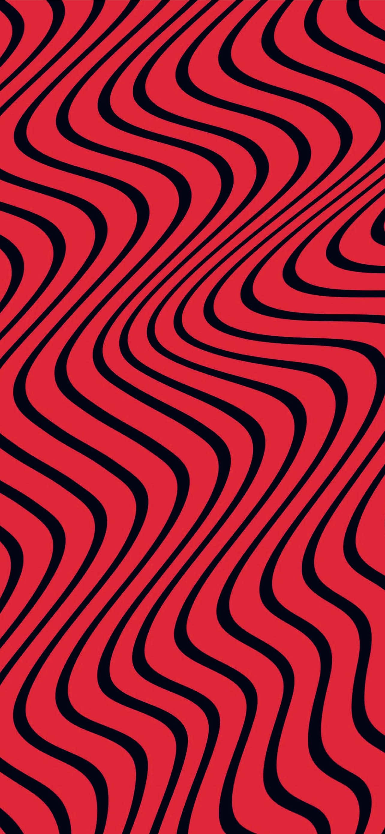 PewDiePie 桌布 壁紙 — 充滿活力的紅色背景，搭配大膽的黑色波浪線條，營造出催眠般的視錯覺圖案。