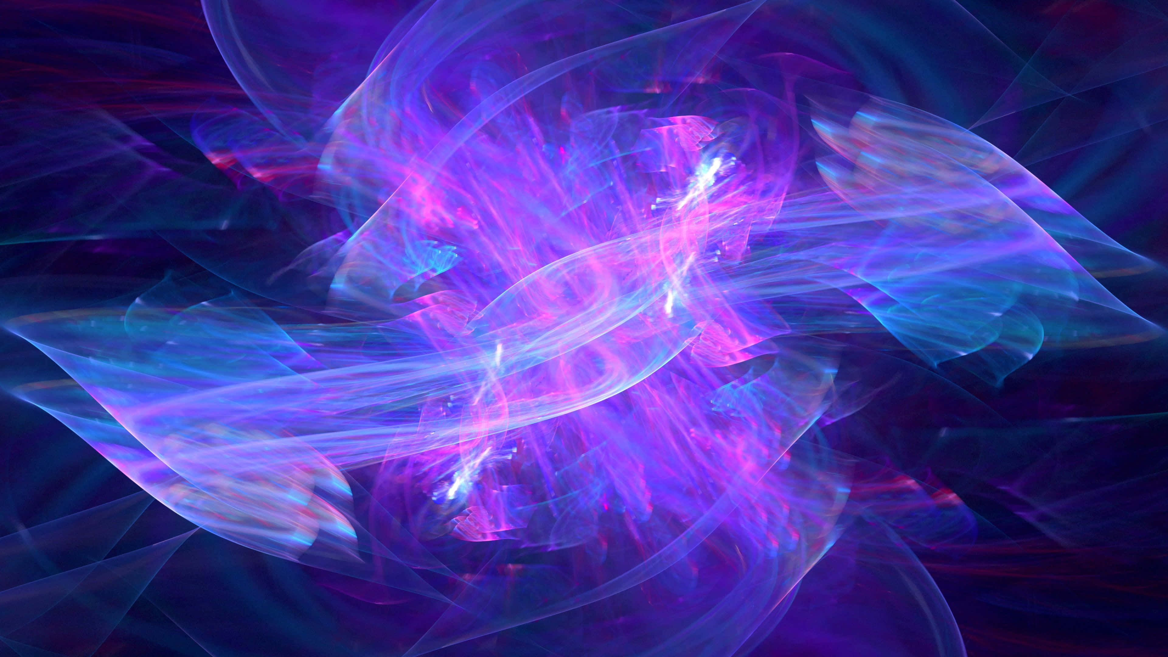 Energy 桌布 壁紙 — 充滿活力的紫色和藍色能量流在黑暗的宇宙背景下動態旋轉。