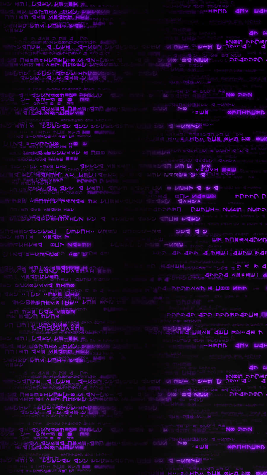  壁紙 — 充滿活力的紫色數碼代碼在黑暗背景上如瀑布般流瀉，呈現未來主義的賽博龐克美學。