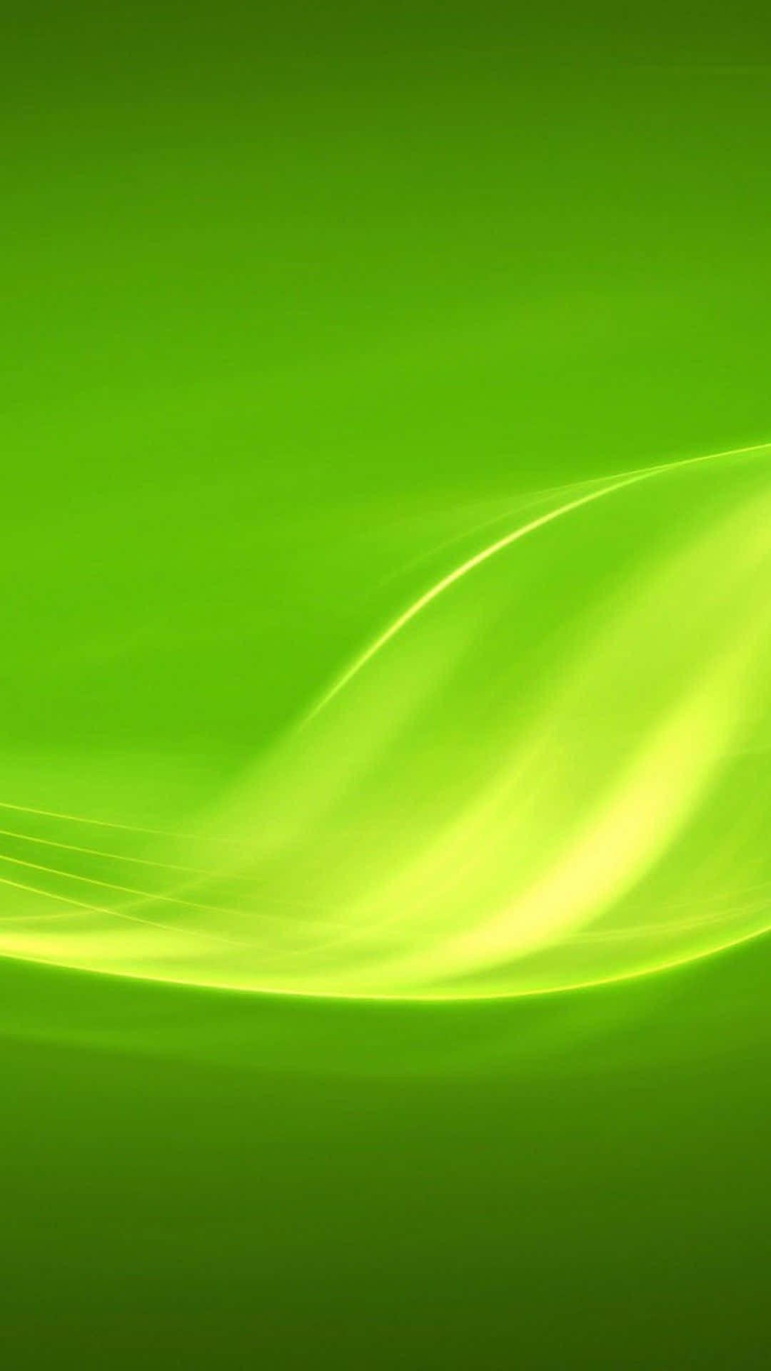 Lime Green 桌布 壁紙 — 充滿活力的綠色抽象波浪在平滑漸變背景上流動，帶有發光的光線。