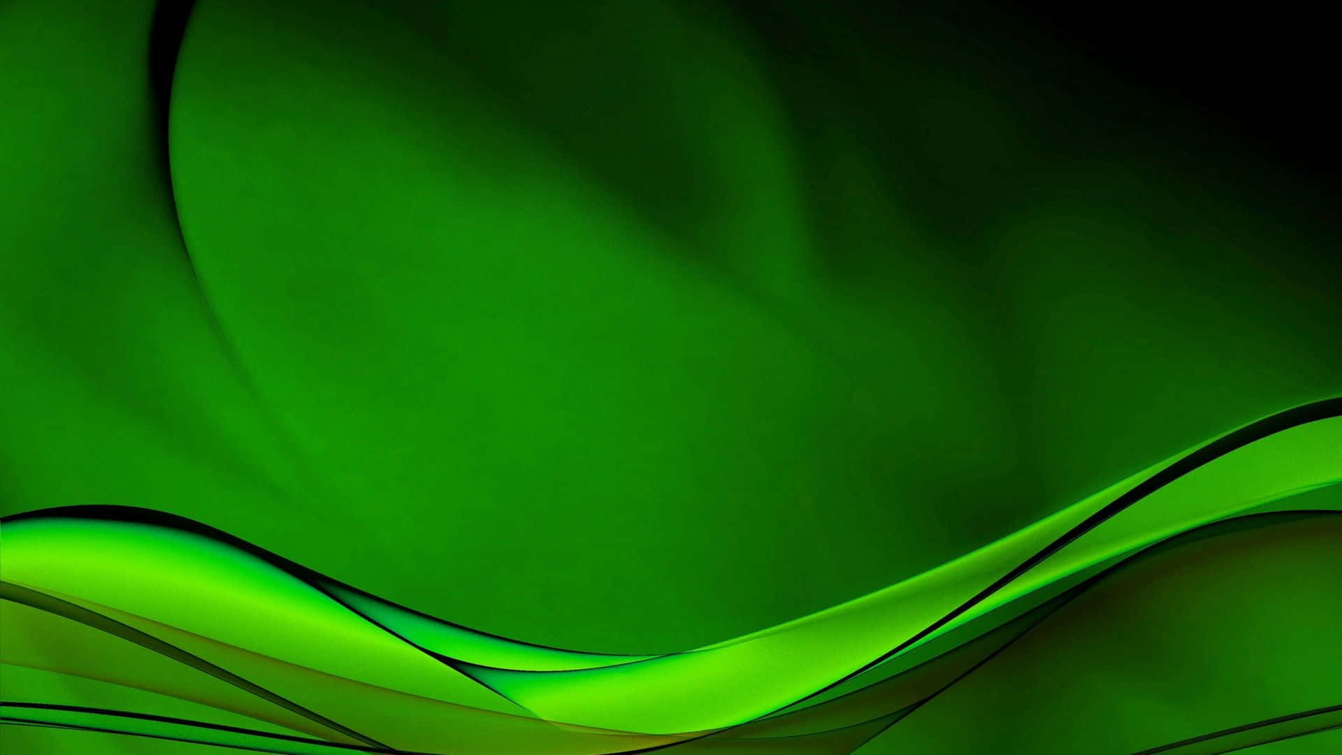 Cool Green 桌布 壁紙 — 充滿活力的綠色抽象波浪在深色背景上流動，帶有發光高光和柔和漸變。