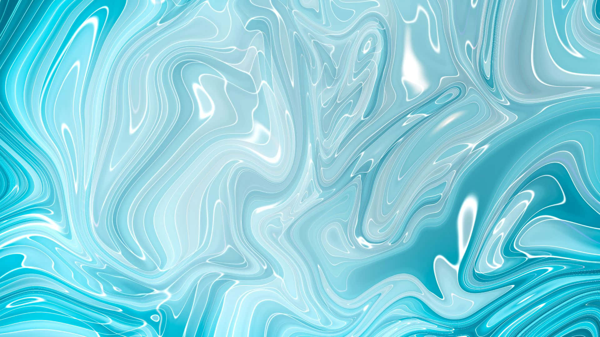 Blue Marble 桌布 壁紙 — 充滿活力的藍綠色和白色液體漩渦在光滑的波浪中流動，形成光澤的抽象圖案。