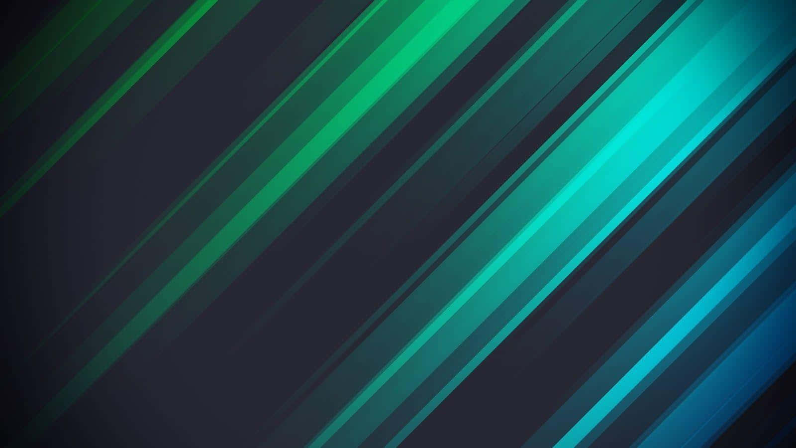 Beautiful Abstract 桌布 壁紙 — 充滿活力的藍綠色和綠色對角線條紋在深色背景上發光，呈現出時尚的數碼抽象設計。