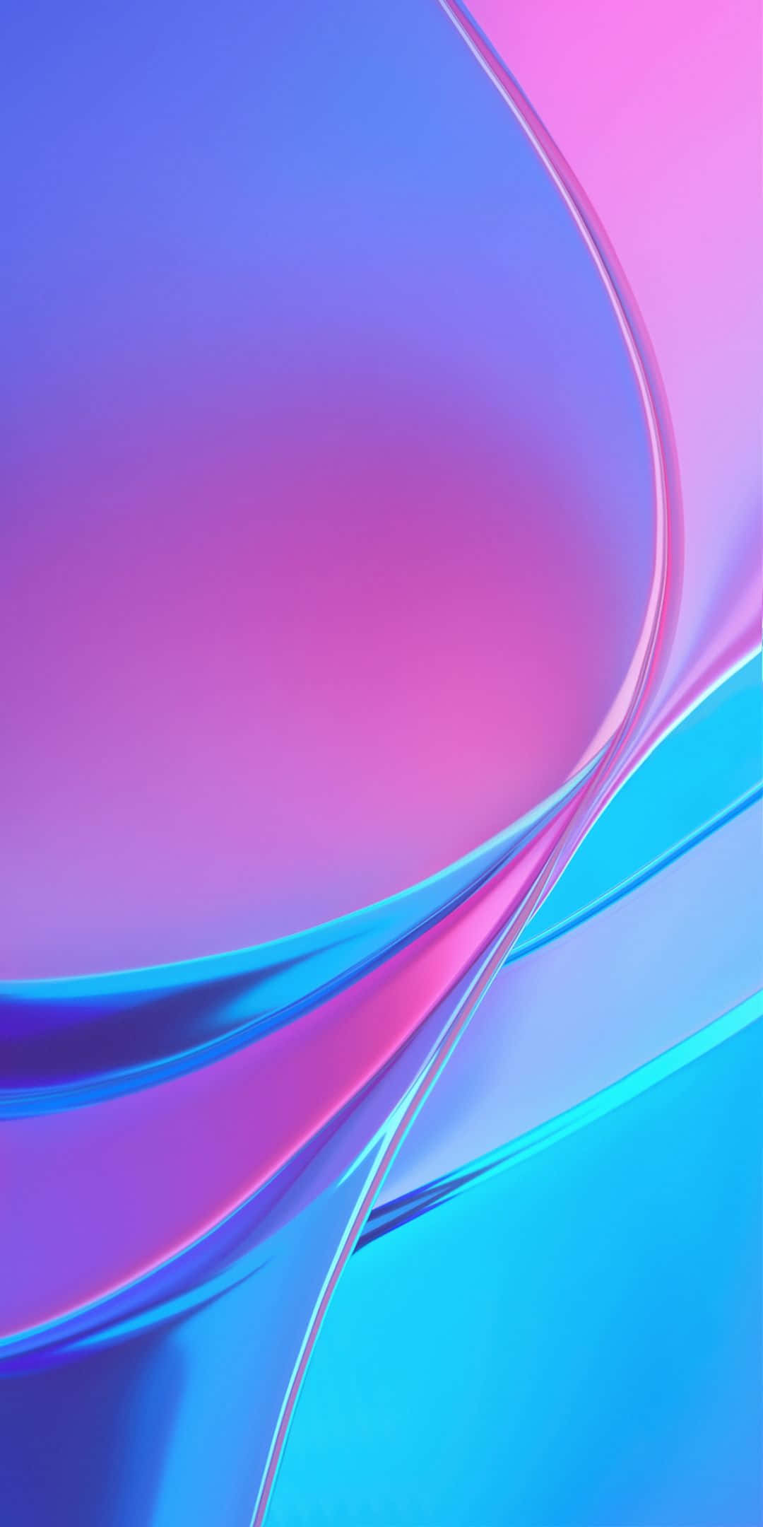 Xiaomi 桌布 壁紙 — 充滿活力的藍色、粉紅色和紫色抽象波浪以光滑光澤的曲線流過屏幕。