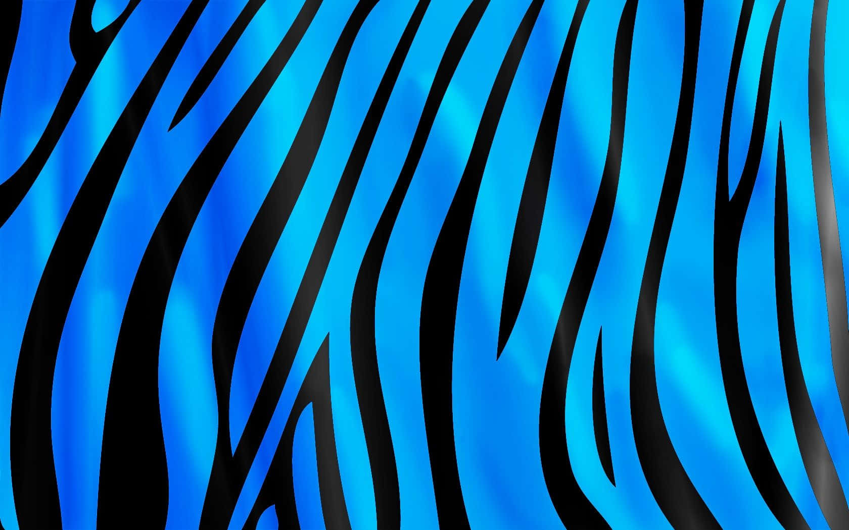 Animal Print 桌布 壁紙 — 充滿活力的藍色布料，帶有粗獷的黑色波浪條紋，呈現動態起伏的波浪流動。