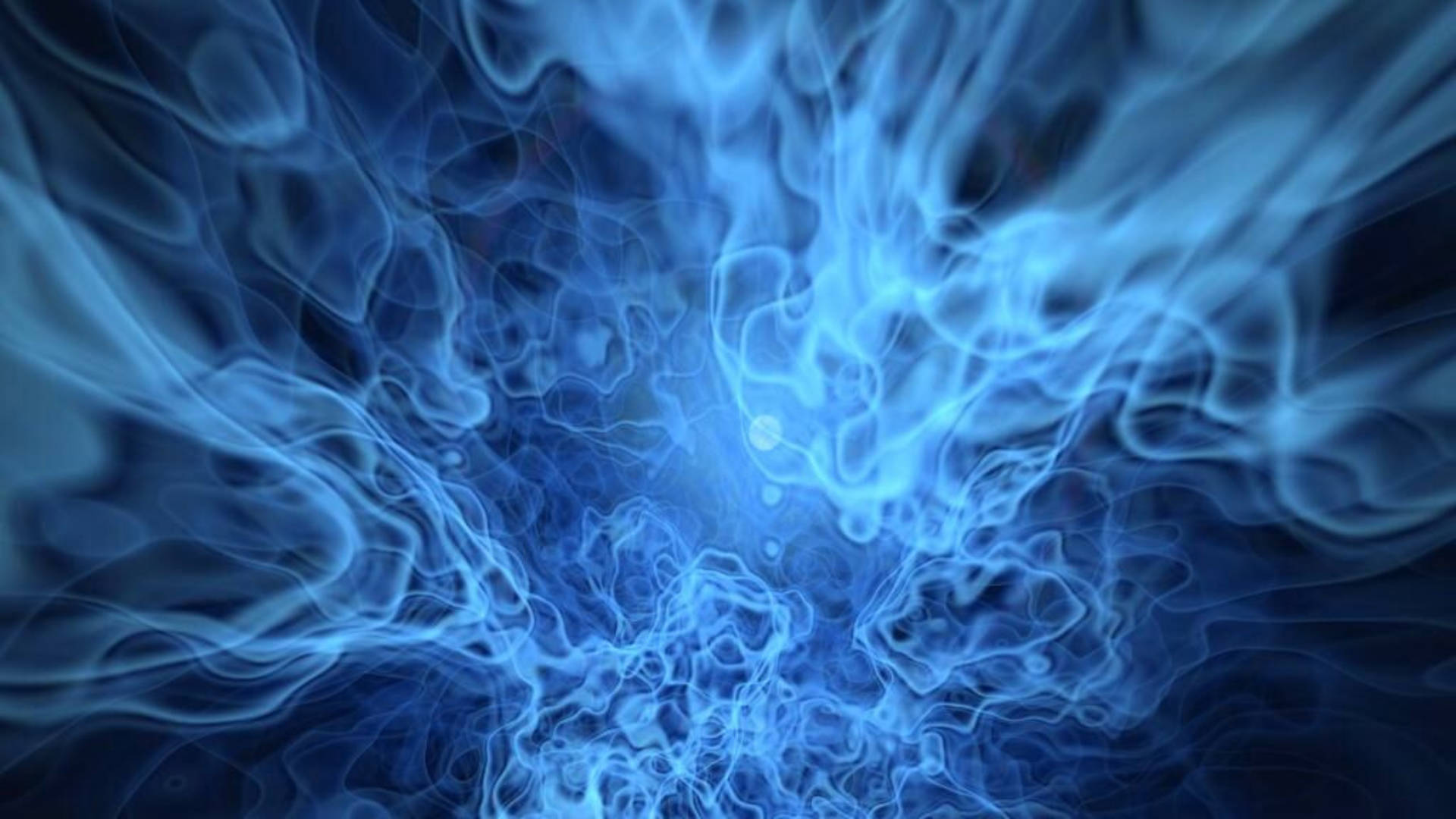 Flames 桌布 壁紙 — 充滿活力的藍色能量在黑暗背景上以漩渦圖案流動，營造出動態的宇宙效果。