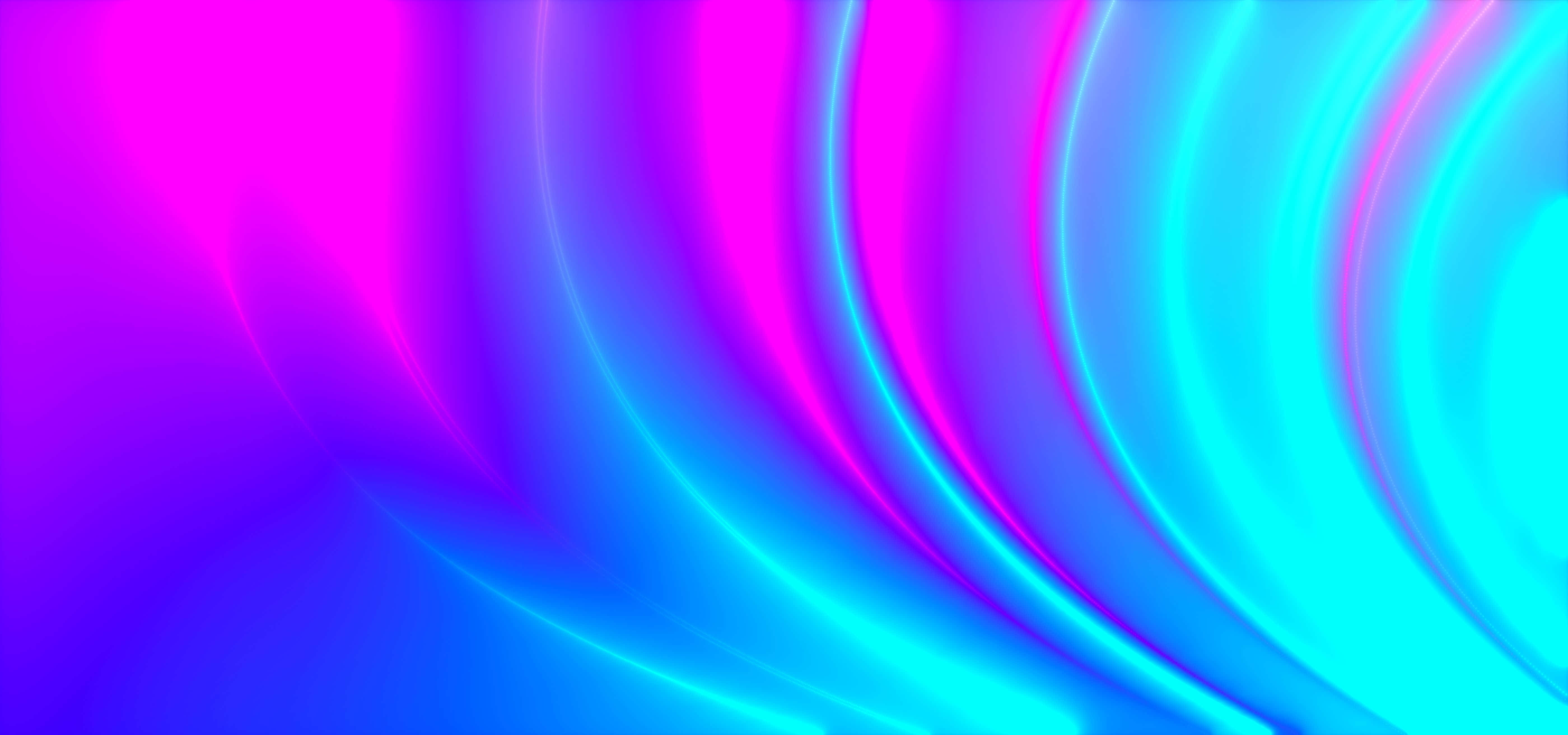 Plasma 桌布 壁紙 — 充滿活力的螢光粉紅和青色波浪在發光的數碼漸變背景上以平滑曲線流動。