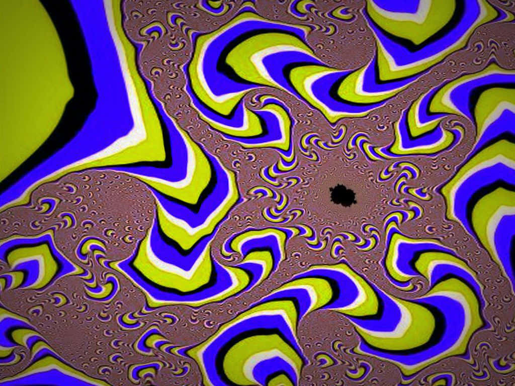 Kinetic Art 桌布 壁紙 — 充滿活力的迷幻漩渦，紫色、青檸色和棕色，中央有一個黑洞，營造出迷人的錯覺。