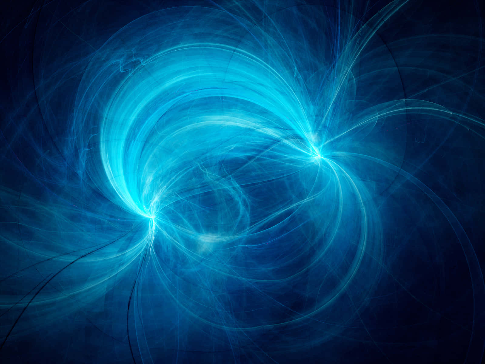 Magnetic Field 桌布 壁紙 — 充滿活力的電光藍色能量漩渦在深邃的宇宙黑暗背景上動態流動。