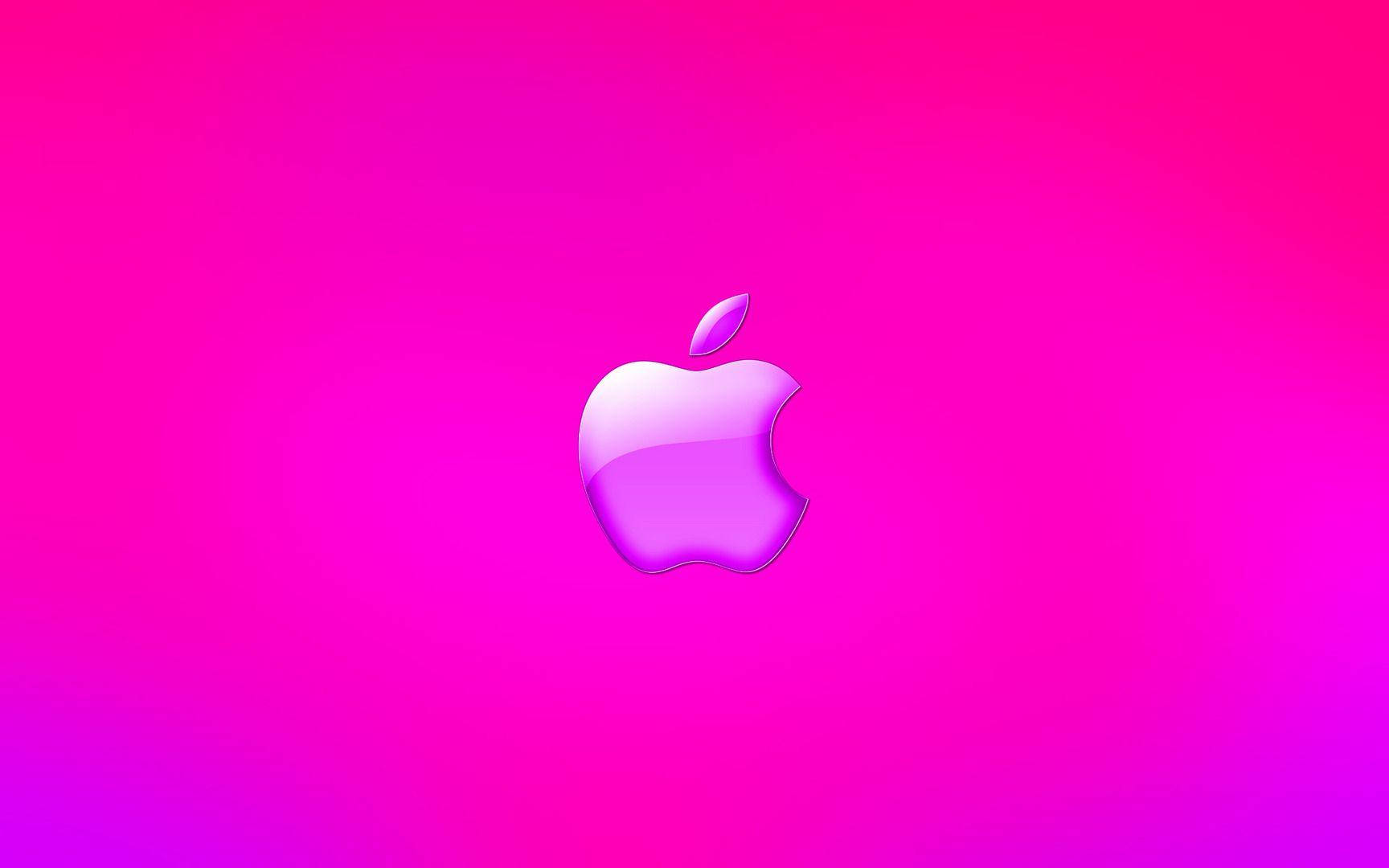 光澤Apple標誌在粉紅和紫色漸變背景上