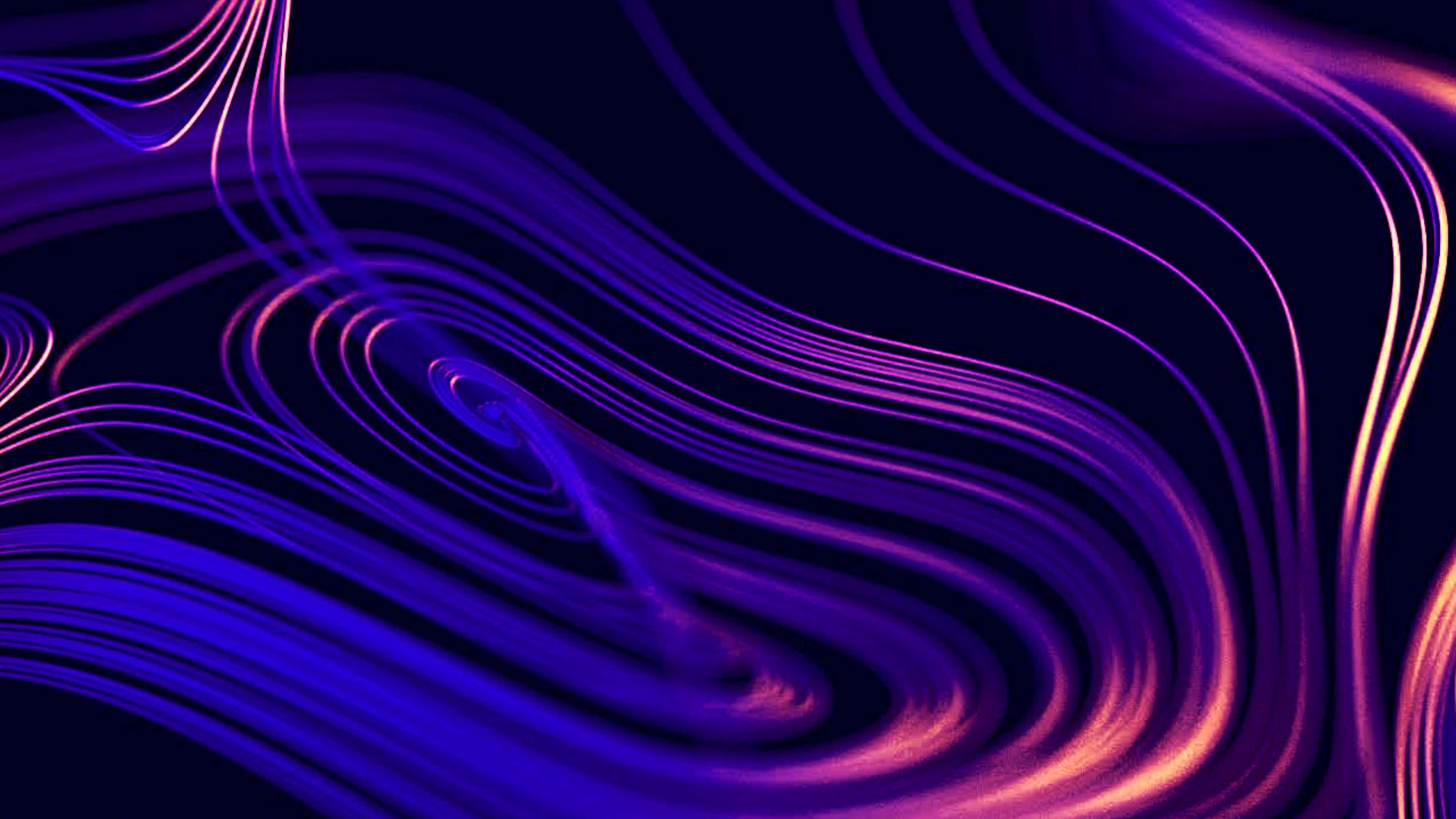 Xiaomi 桌布 壁紙 — 充滿活力的霓虹紫和橙色發光線條在黑暗背景上動態旋轉，形成迷人的數碼抽象圖案。
