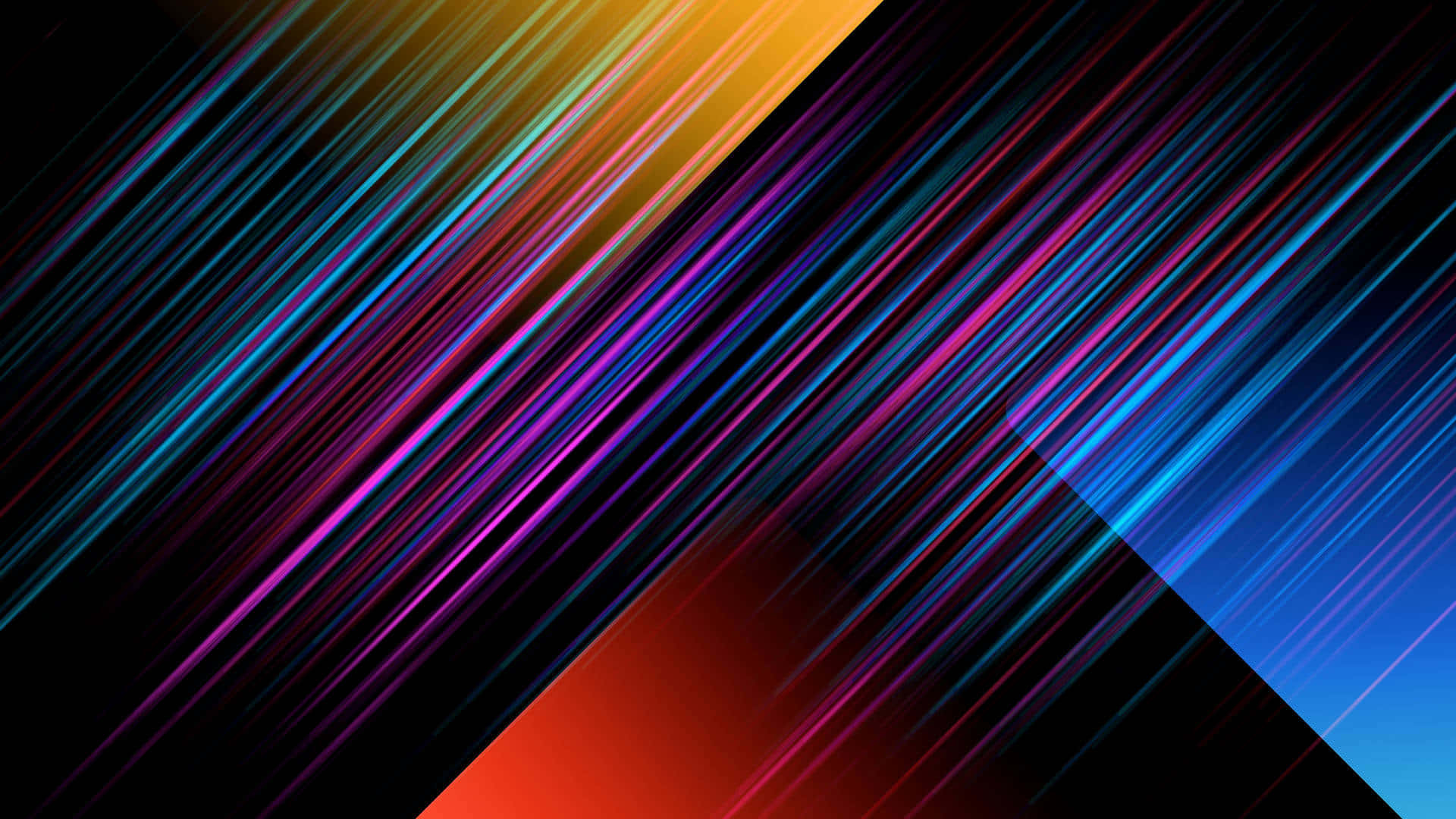 Dark Abstract Art 桌布 壁紙 — 充滿活力的霓虹色對角線條在黑暗背景上閃耀，形成動態抽象構圖。
