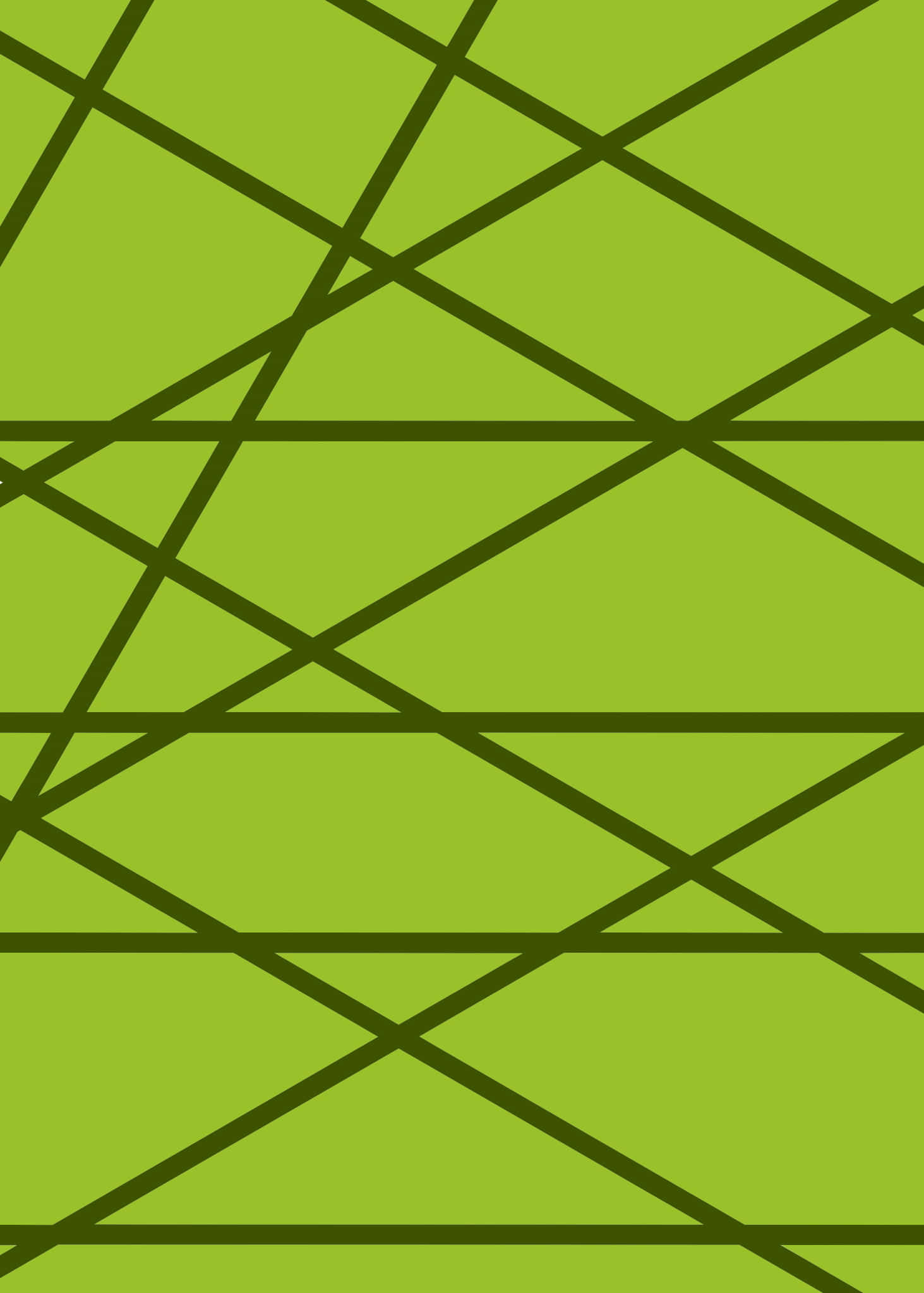 Green Minimalistic 桌布 壁紙 — 充滿活力的青檸綠色背景，覆蓋著交錯的深棕色幾何線條，形成動態的抽象圖案。