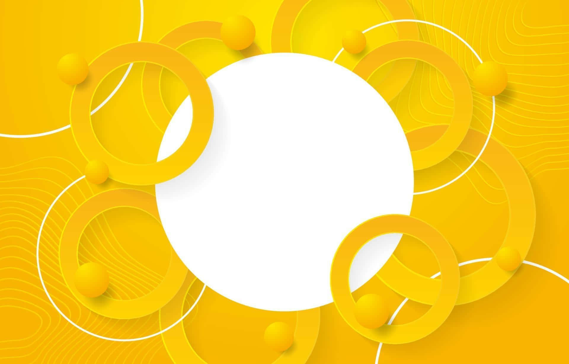 Yellow Circle 桌布 壁紙 — 充滿活力的黃色抽象壁紙，帶有分層圓形形狀和用於文字的中央白色圓圈。