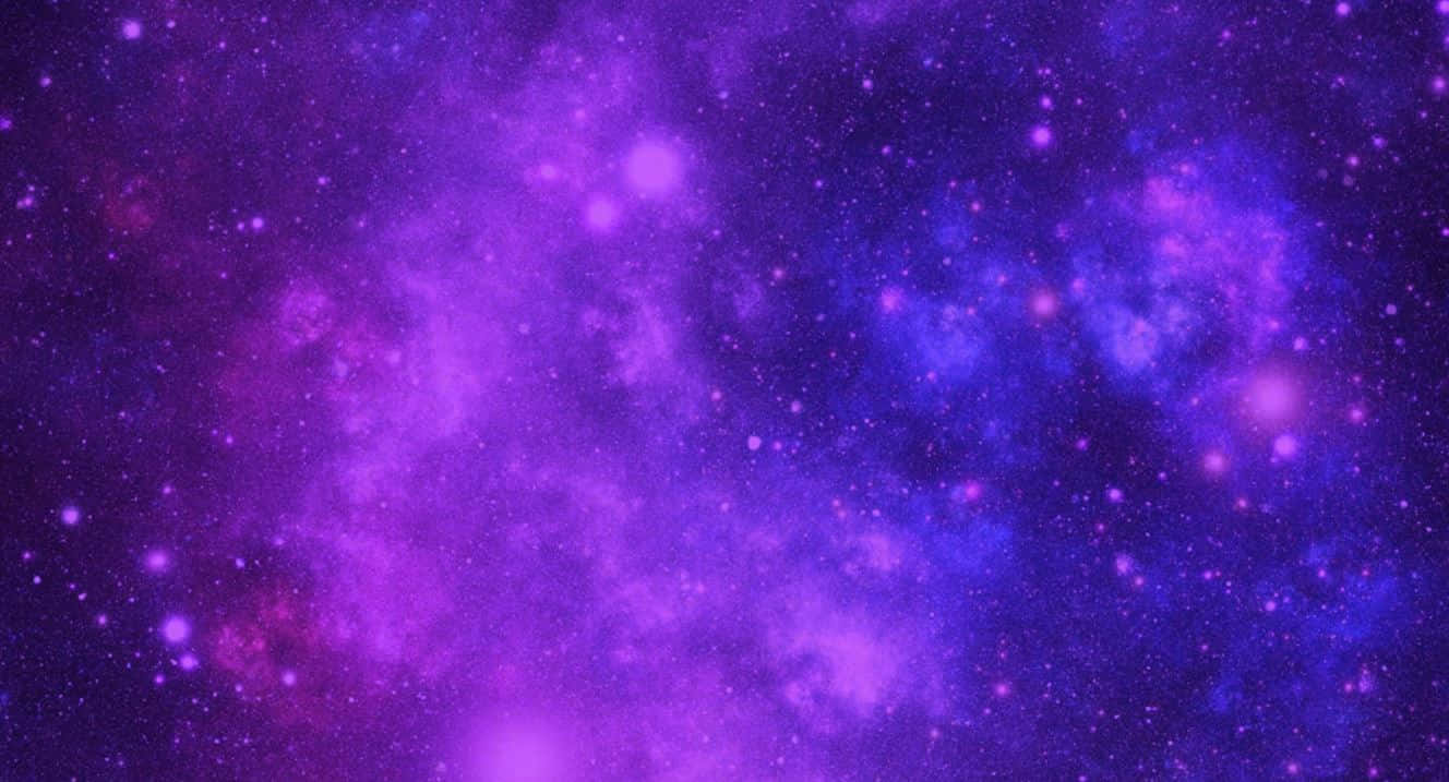 Purple Galaxy 桌布 壁紙 — 充滿發光恆星和旋轉星際雲的鮮豔紫色和藍色宇宙星雲。