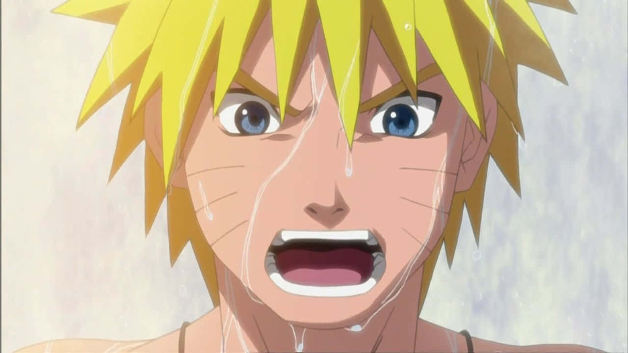 漩渦鳴人尖叫，水珠從臉上滴落。