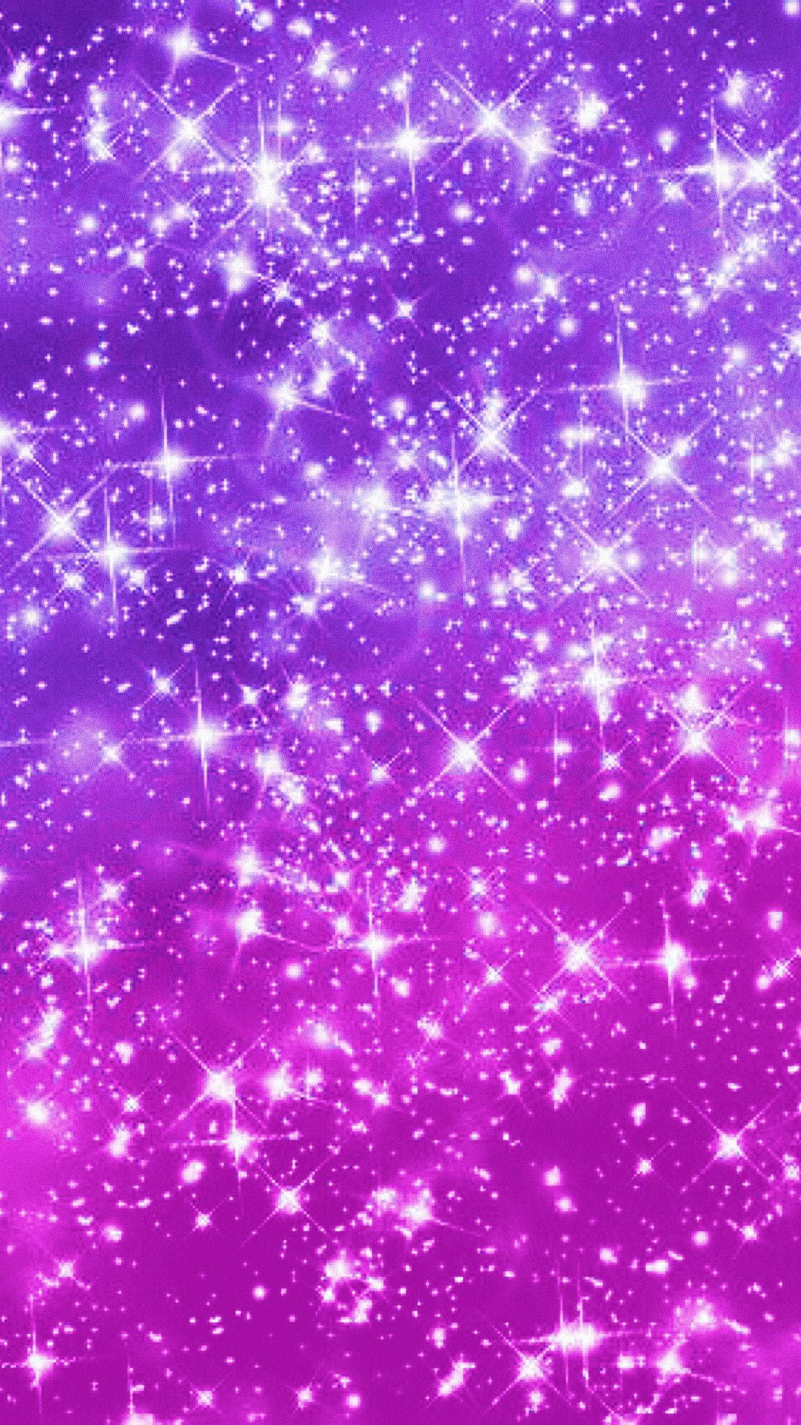 Kawaii Purple 桌布 壁紙 — 充滿閃爍白色星爆閃粉顆粒的紫色和洋紅色鮮豔漸變。