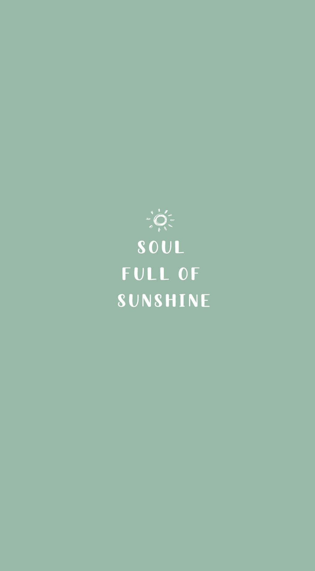 薄荷綠色背景上的 soul full of sunshine 文字和太陽圖標。