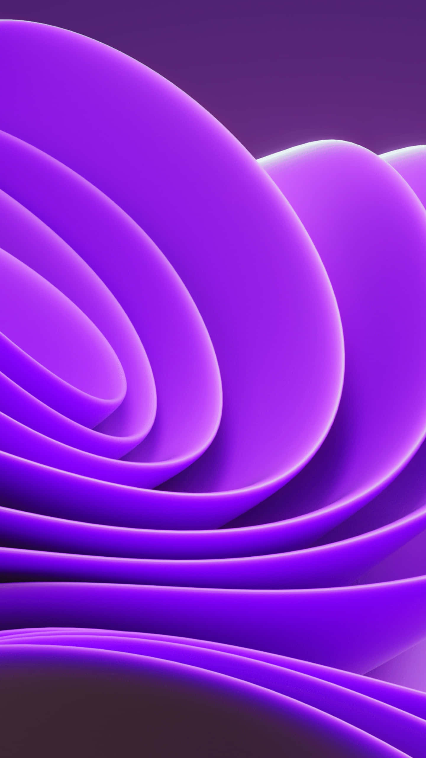 Purple Phone 桌布 壁紙 — 光滑發光的紫色波浪以柔和的漸變彎曲成迷人的數碼抽象圖案。