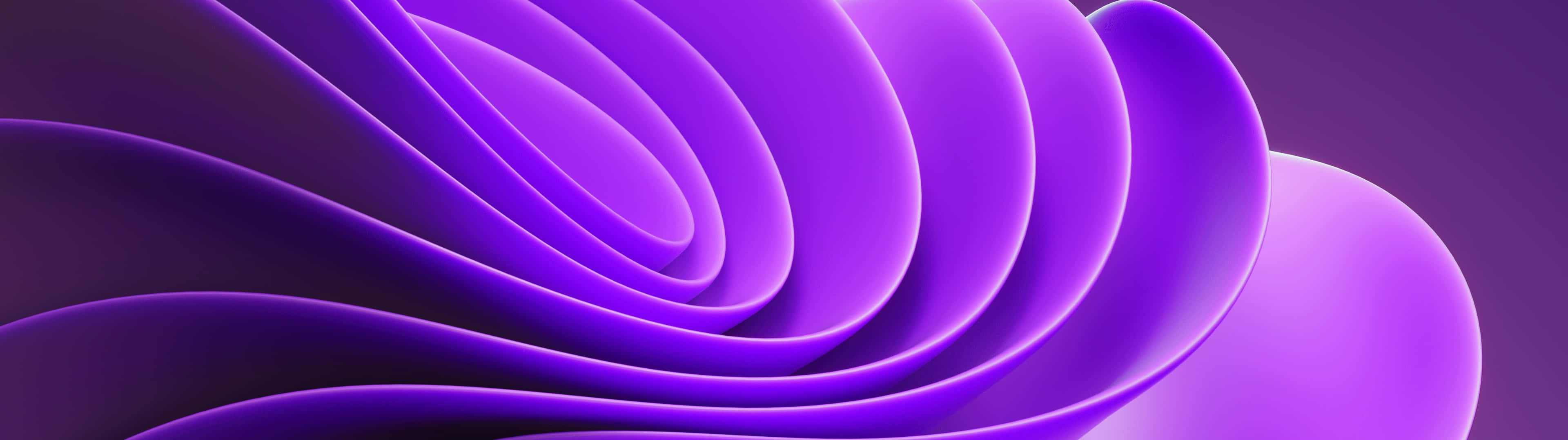 3d Abstract 桌布 壁紙 — 光滑發光的紫色波浪在漸變背景上彎曲成催眠般的螺旋。