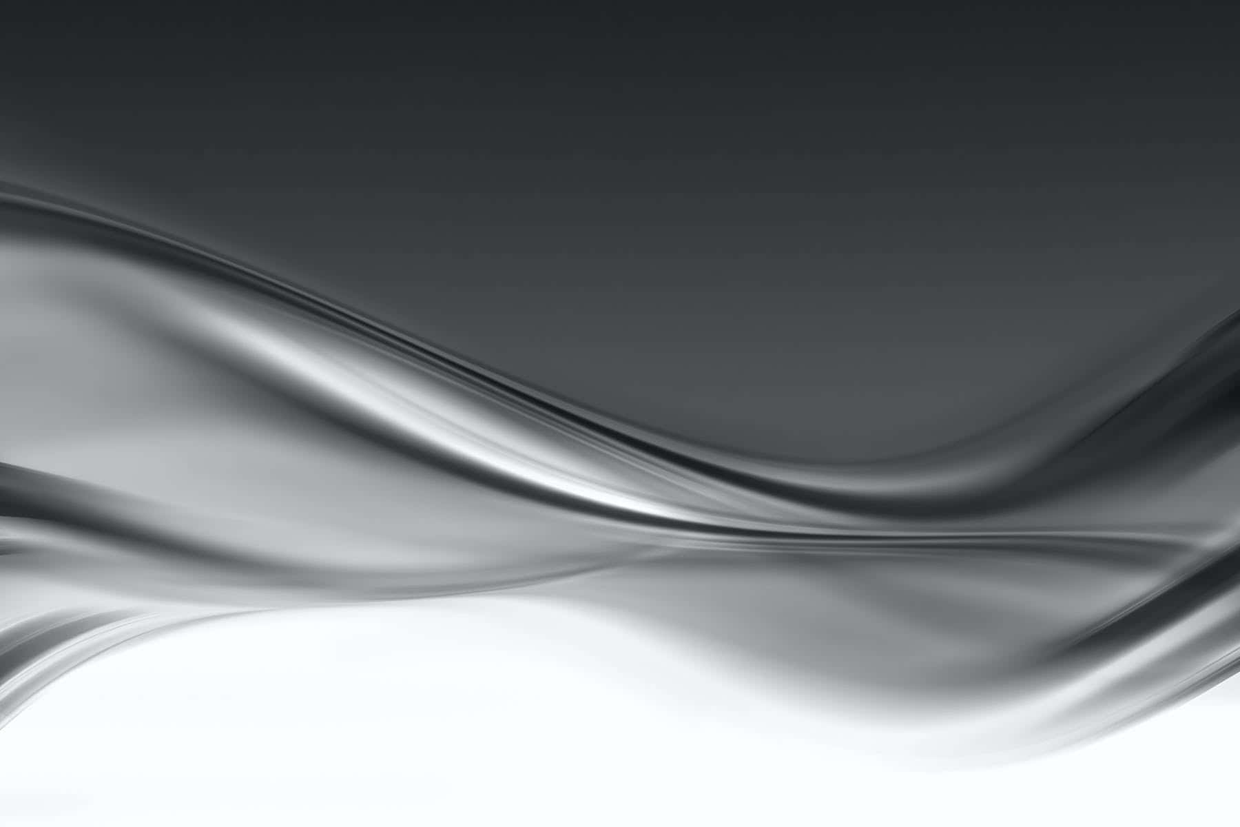 Black And White Texture 桌布 壁紙 — 光滑的金屬波浪優雅地流過從深灰色到亮白色的漸變，營造出時尚的抽象動感。