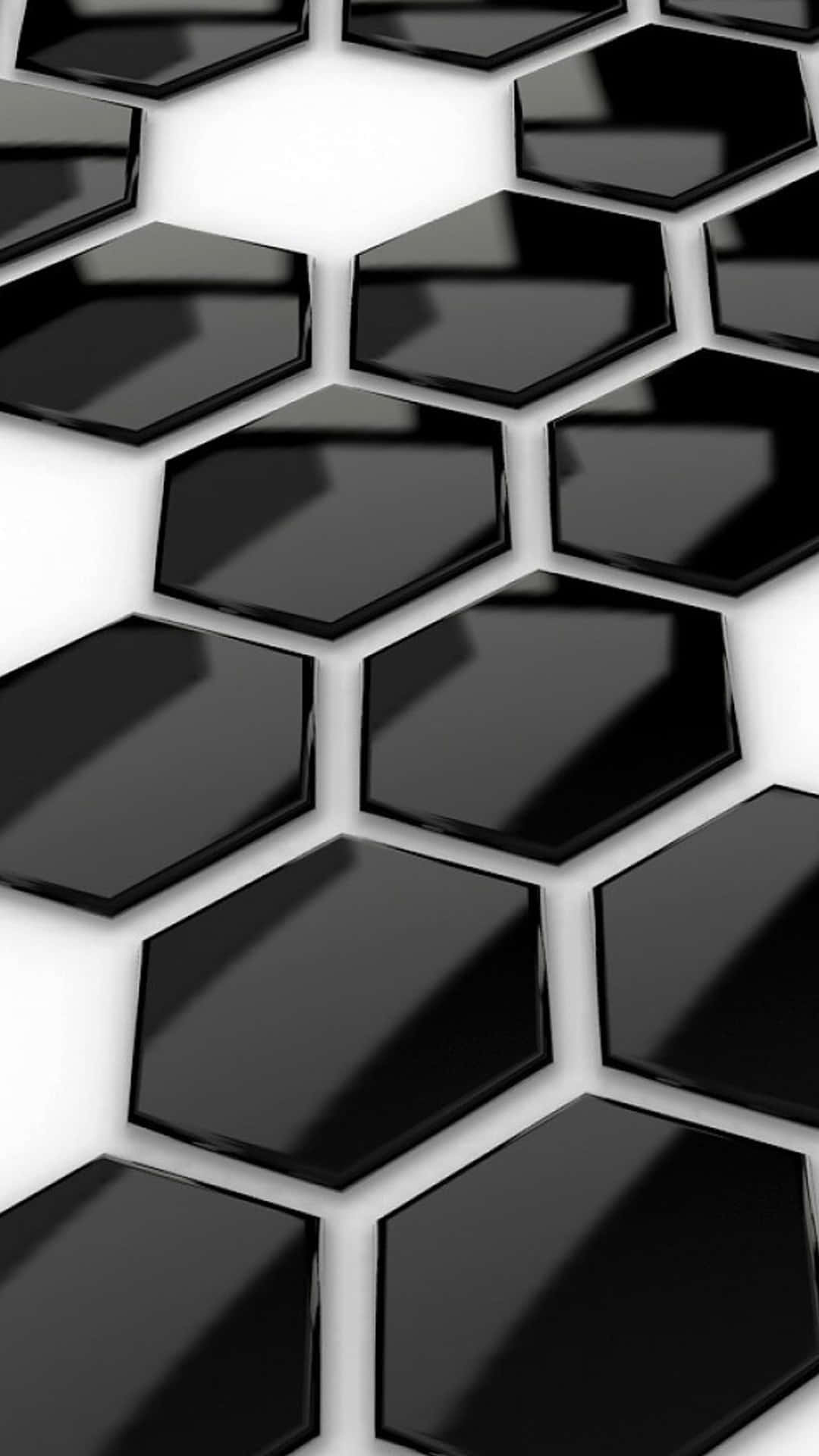 3d Graphics 桌布 壁紙 — 光滑黑色六邊形以重複網格排列在亮白色背景上的時尚圖案。