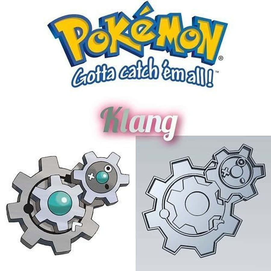 克朗海灘的日落美景 壁紙 — Pokémon Klang 角色設計以3D渲染和線條藝術風格展示，帶有齒輪主題。