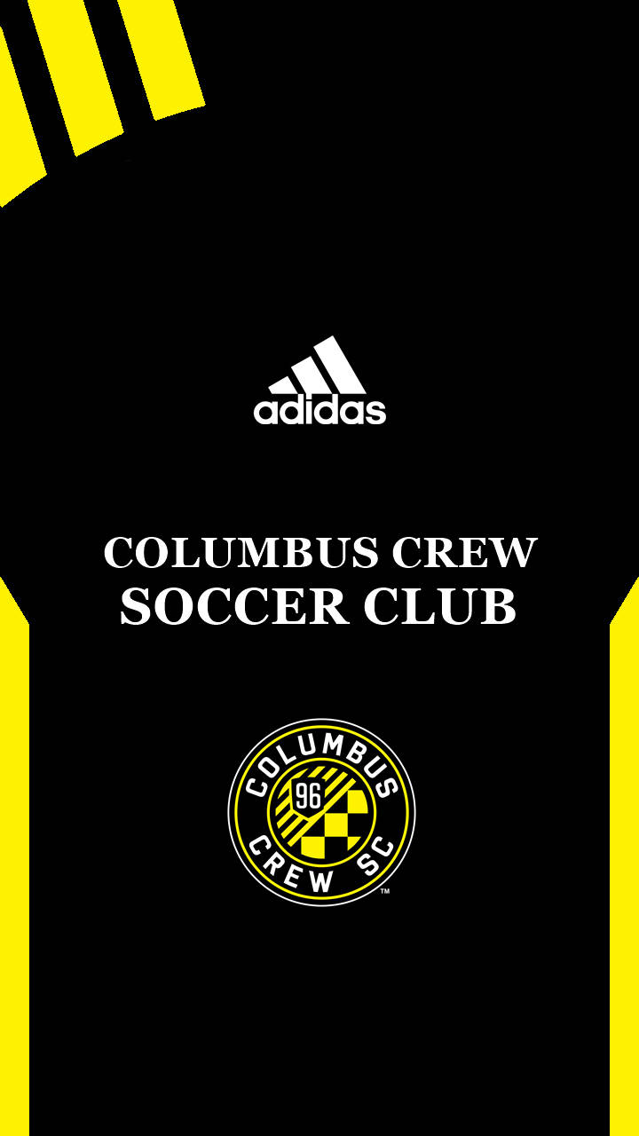 黑色足球球衣，帶有黃色條紋和 Columbus Crew SC 標誌。