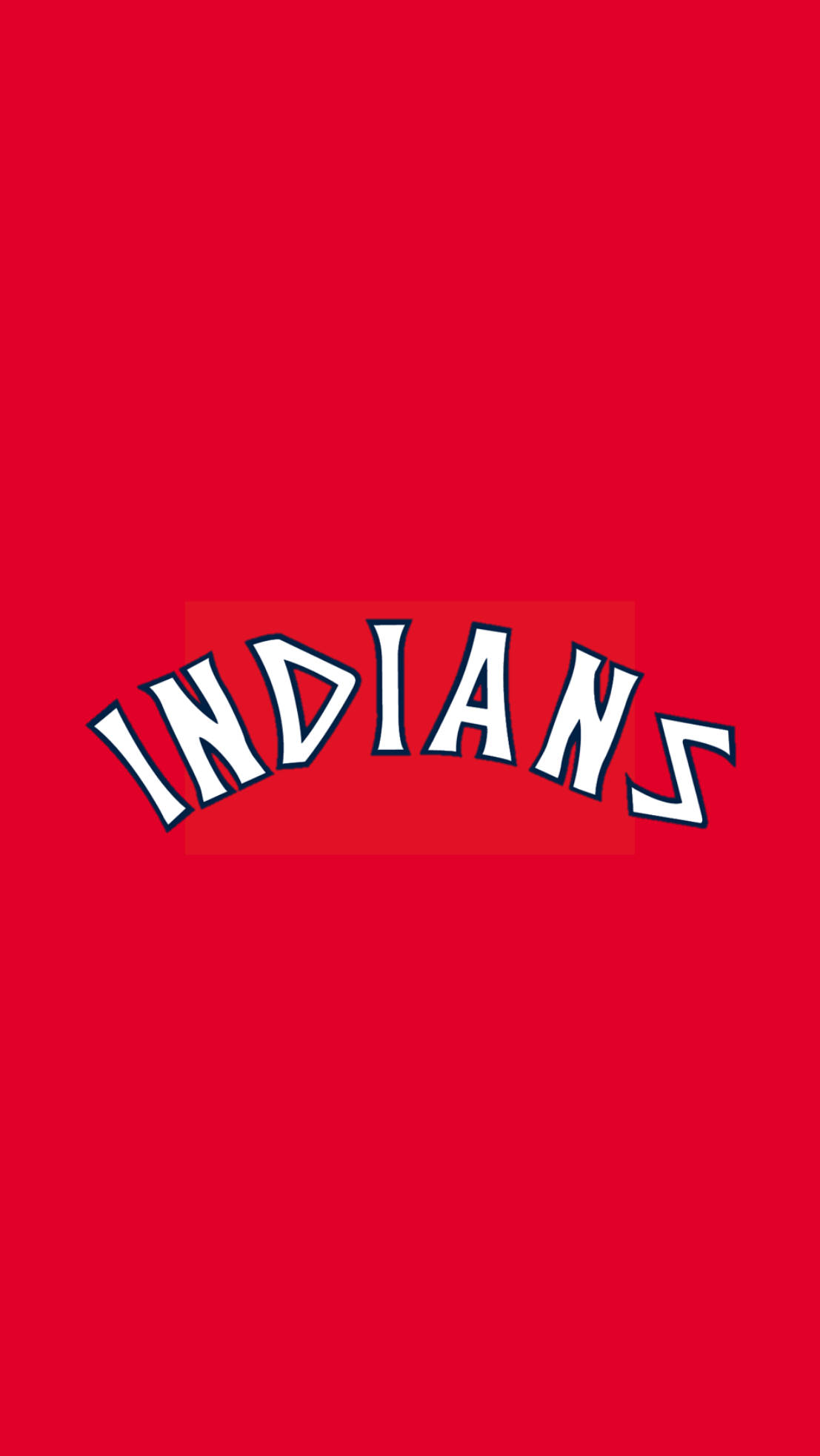 克里夫蘭印第安人隊1974年球衣隊徽 壁紙 — 粗體白色拱形 'INDIANS' 文字，帶黑色輪廓，居中在純紅色背景上。