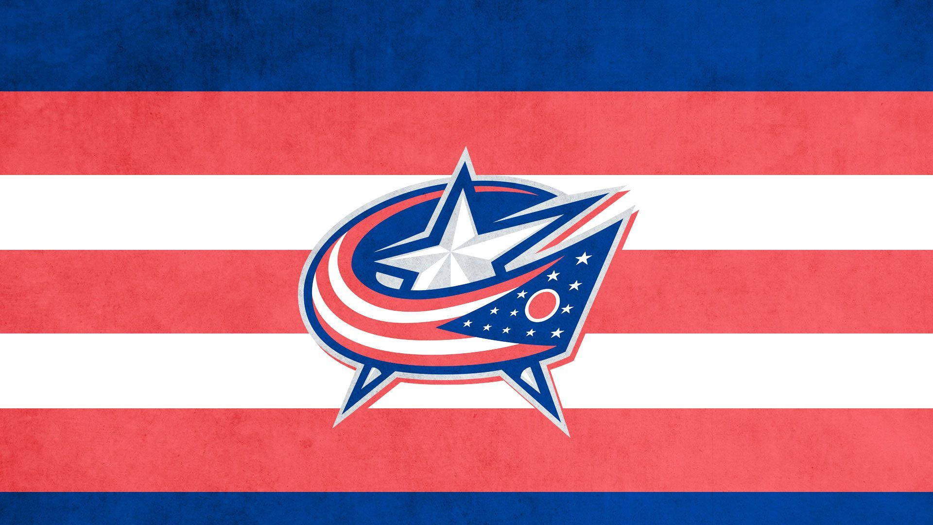 克里夫蘭藍衣隊冰球隊條紋背景 壁紙 — Columbus Blue Jackets 標誌居中於紅白藍條紋背景上，帶有紋理復古外觀。