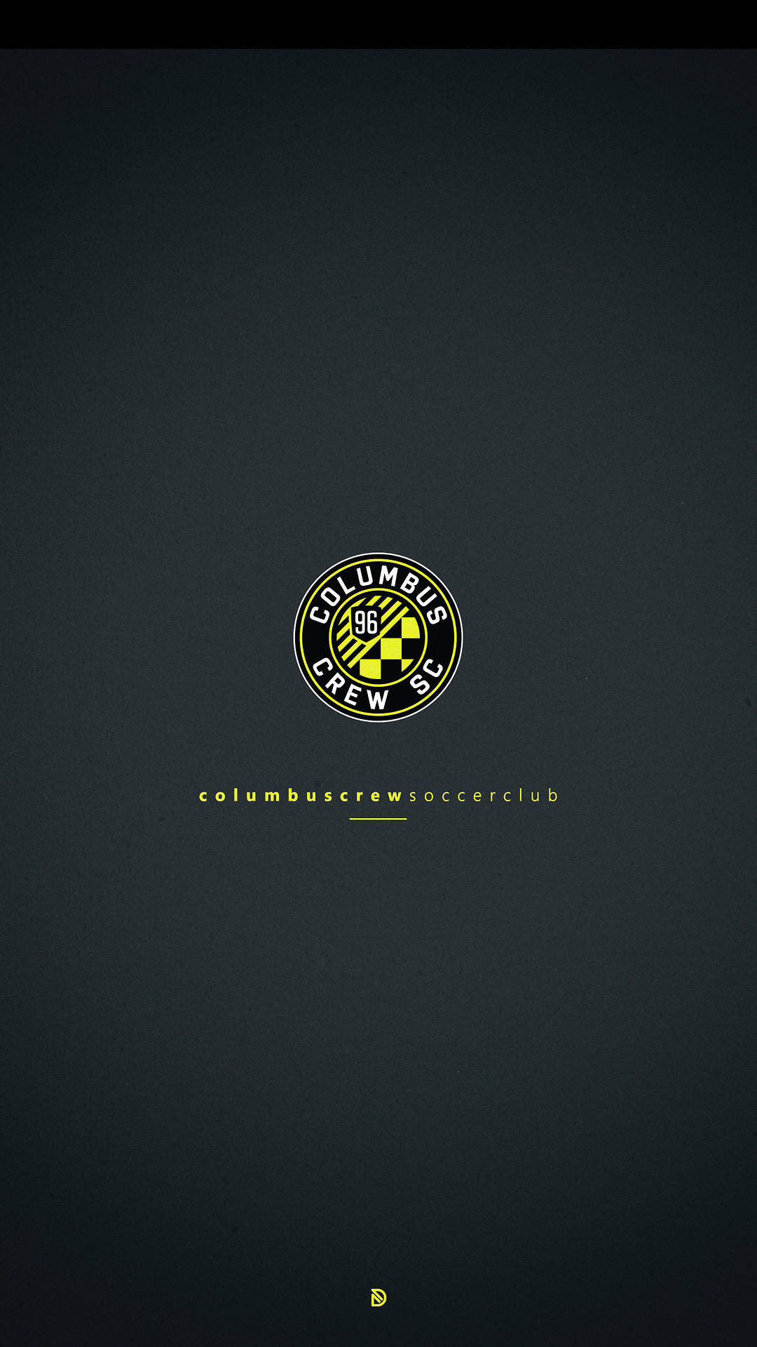 Columbus Crew SC 足球隊標誌及名稱以黃色顯示於深色背景上。