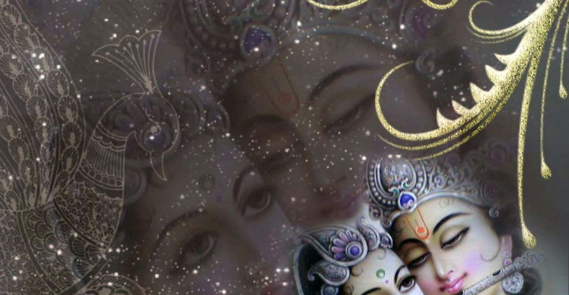 戴著冠冕和宇宙閃光的神聖人物華麗插圖