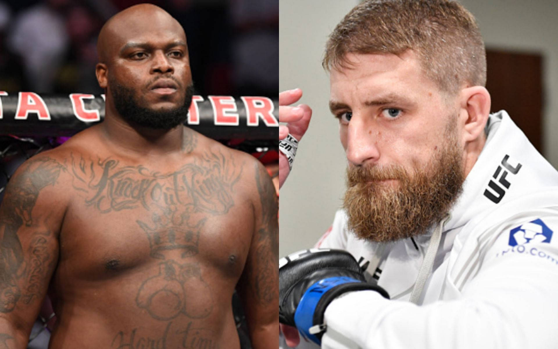 兩名身穿格鬥裝備的男性MMA拳手凝視鏡頭。