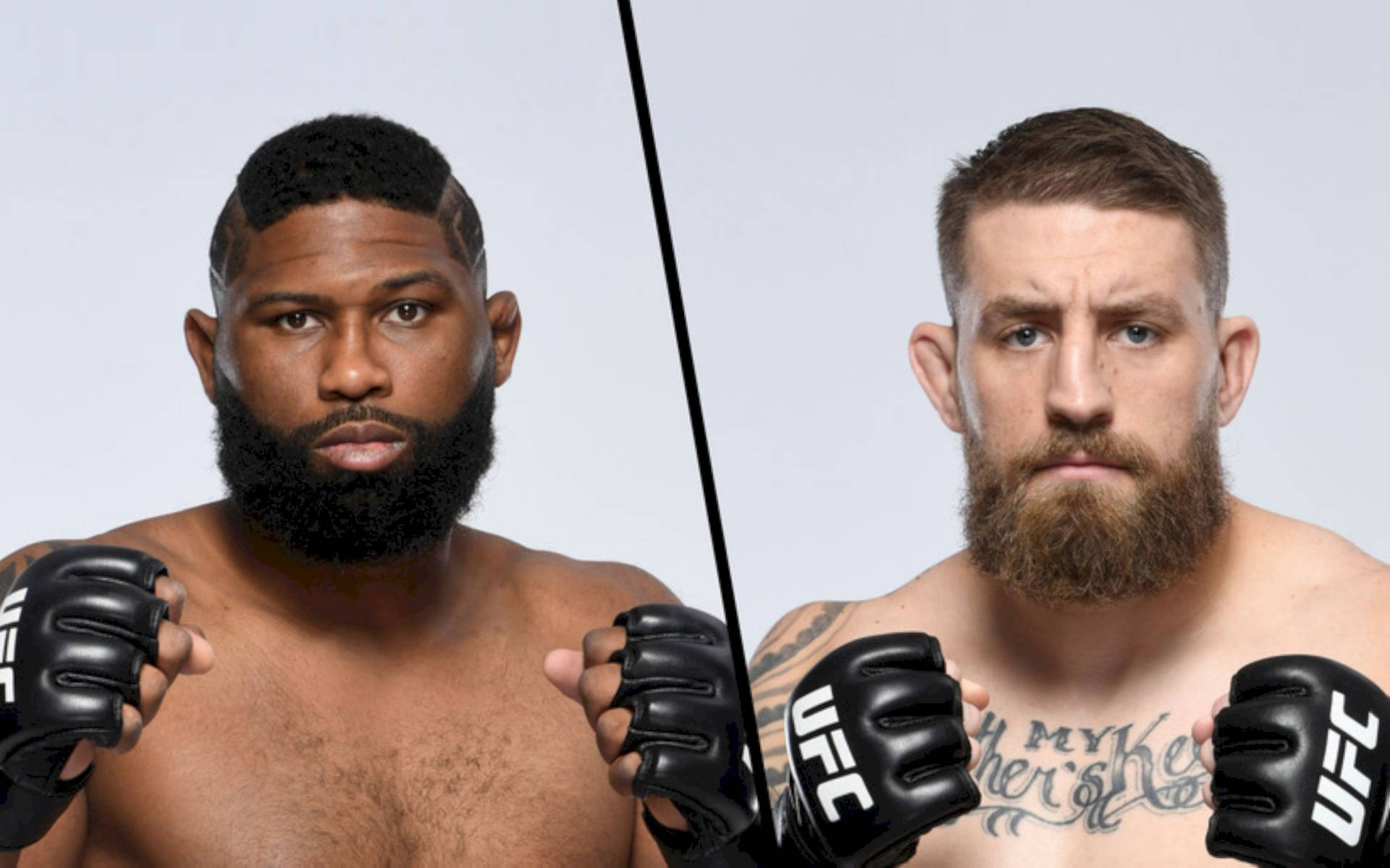 兩名戴黑色手套的男性UFC拳手凝視著鏡頭。