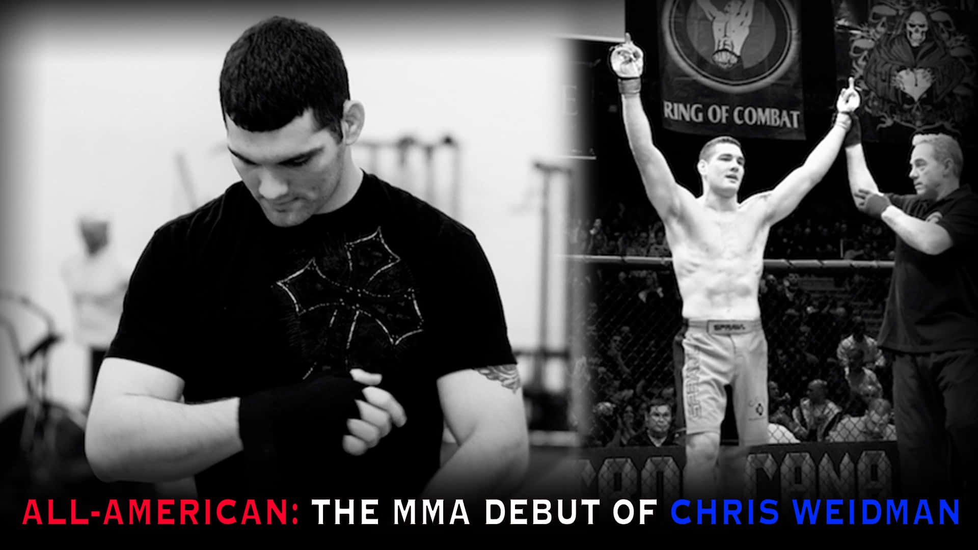 MMA拳手Chris Weidman在搏擊運動中準備並慶祝勝利。