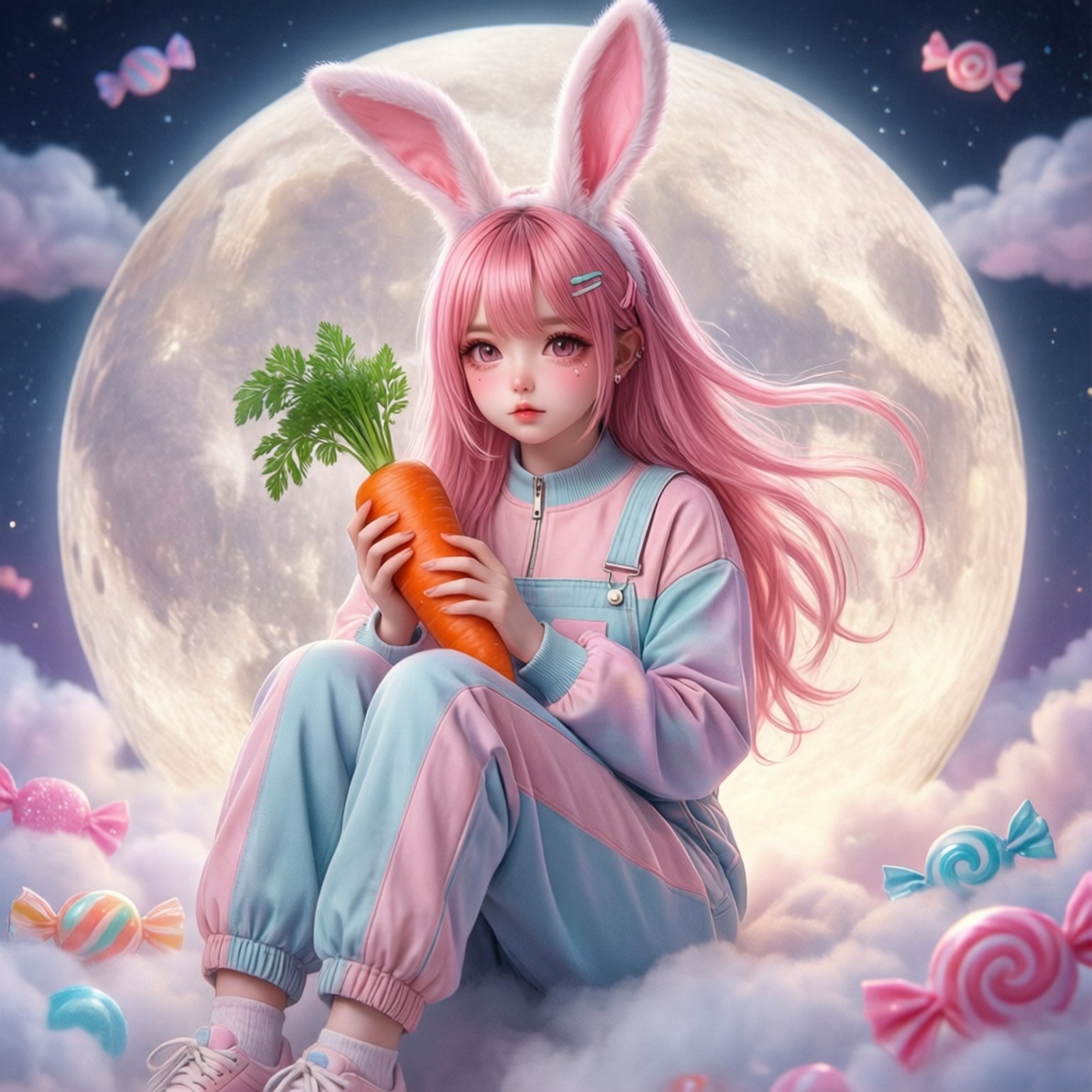 兔女郎在月亮上 壁紙