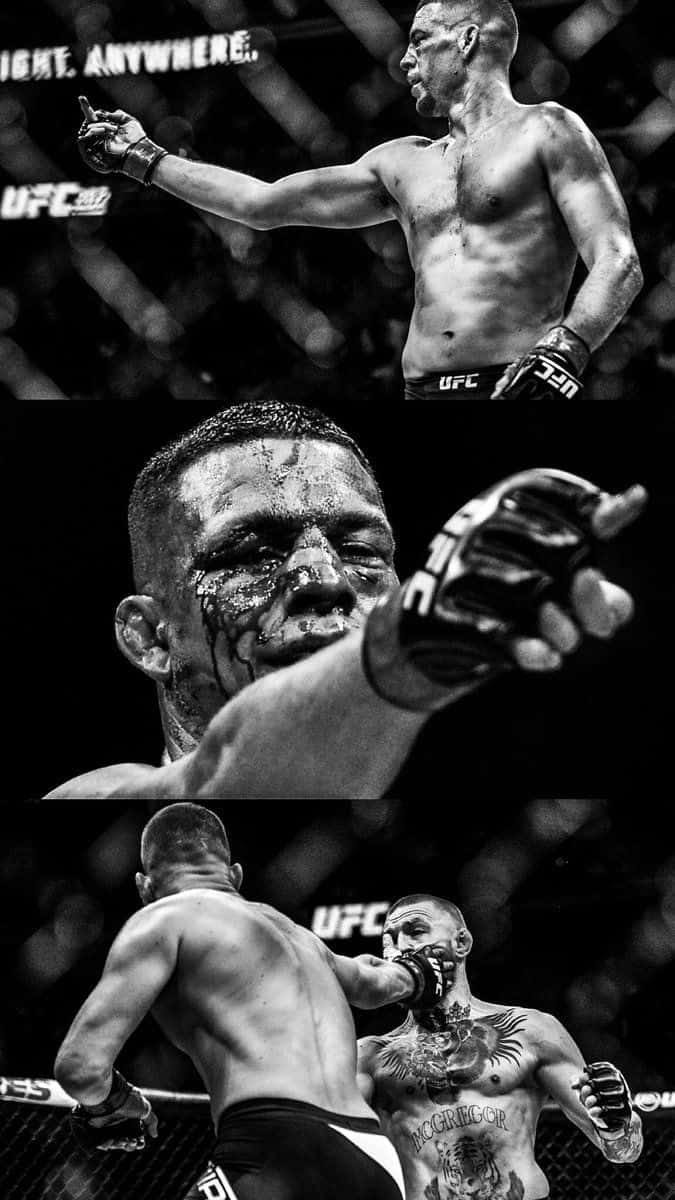 UFC拳手在綜合格鬥比賽中行動。