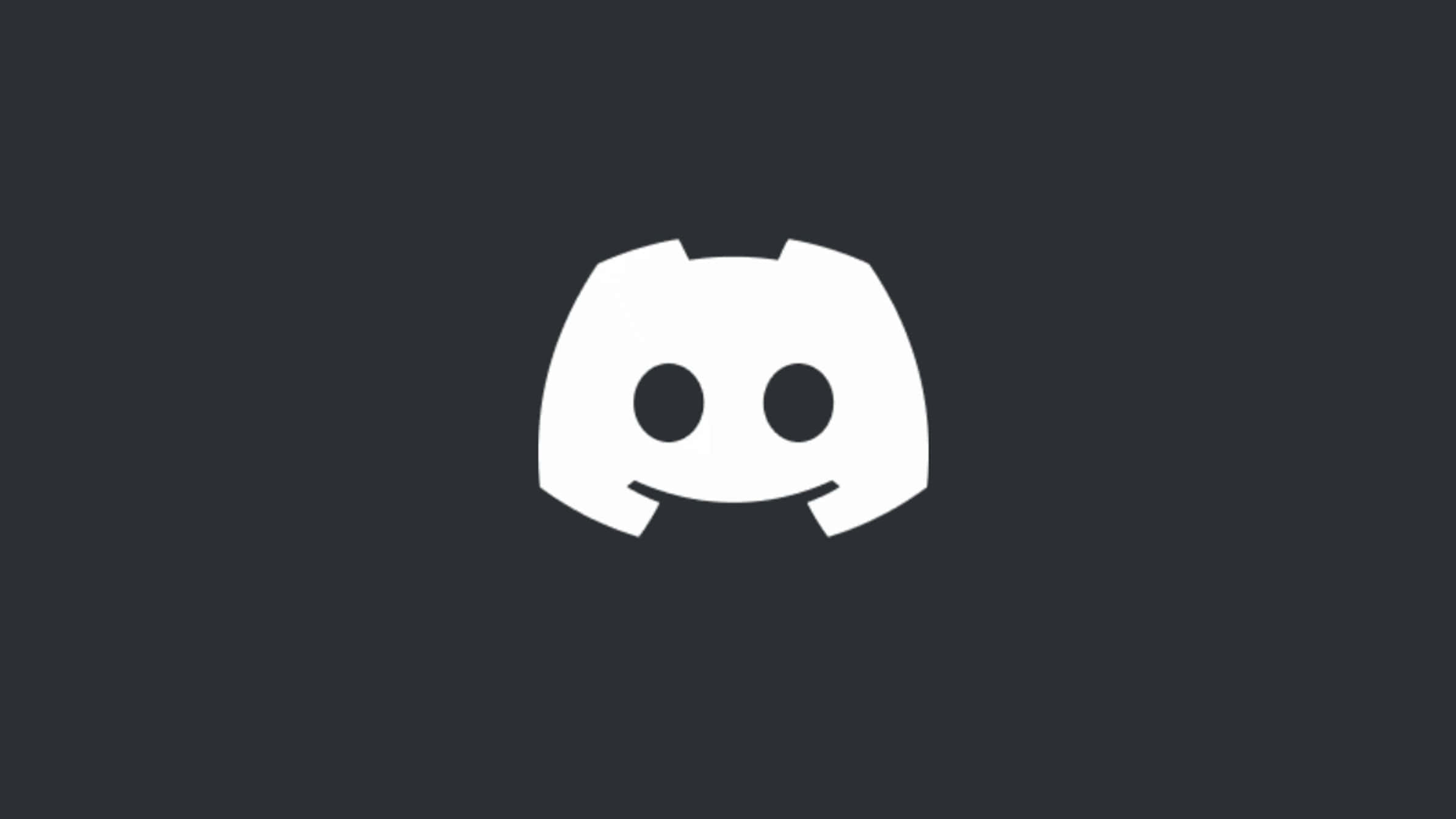 全球玩家連線 – Discord 壁紙 — 一個極簡的白色 Discord 標誌，居中放置在純深灰色背景上。