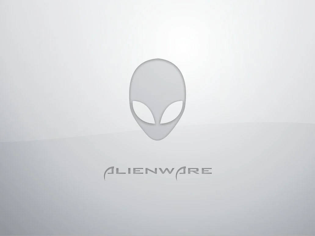 Alienware 標誌，帶有外星人頭和文字，置於漸變背景