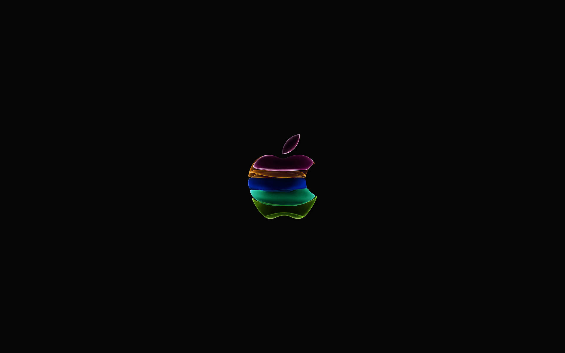 彩虹Apple標誌在黑色背景上發光